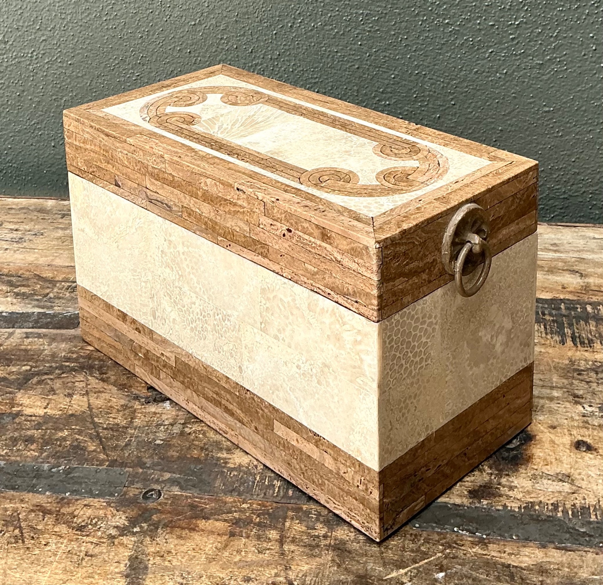 Vintage Tessellated Stone Box - Top view