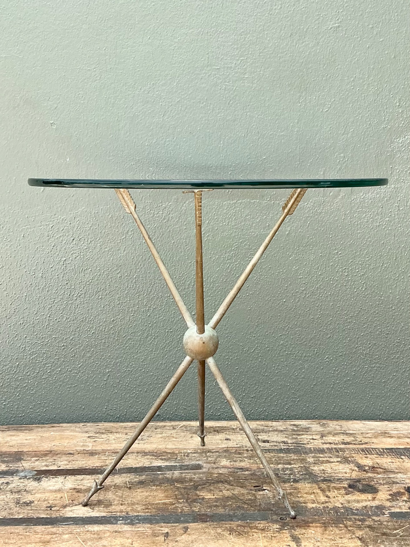Vintage Arrow Motif Tripod Table - Side view