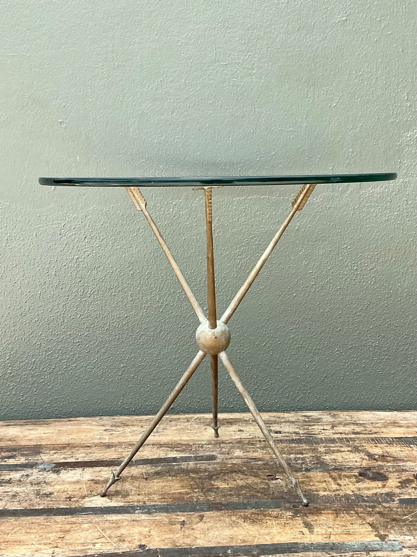 Vintage Arrow Motif Tripod Table - Top view