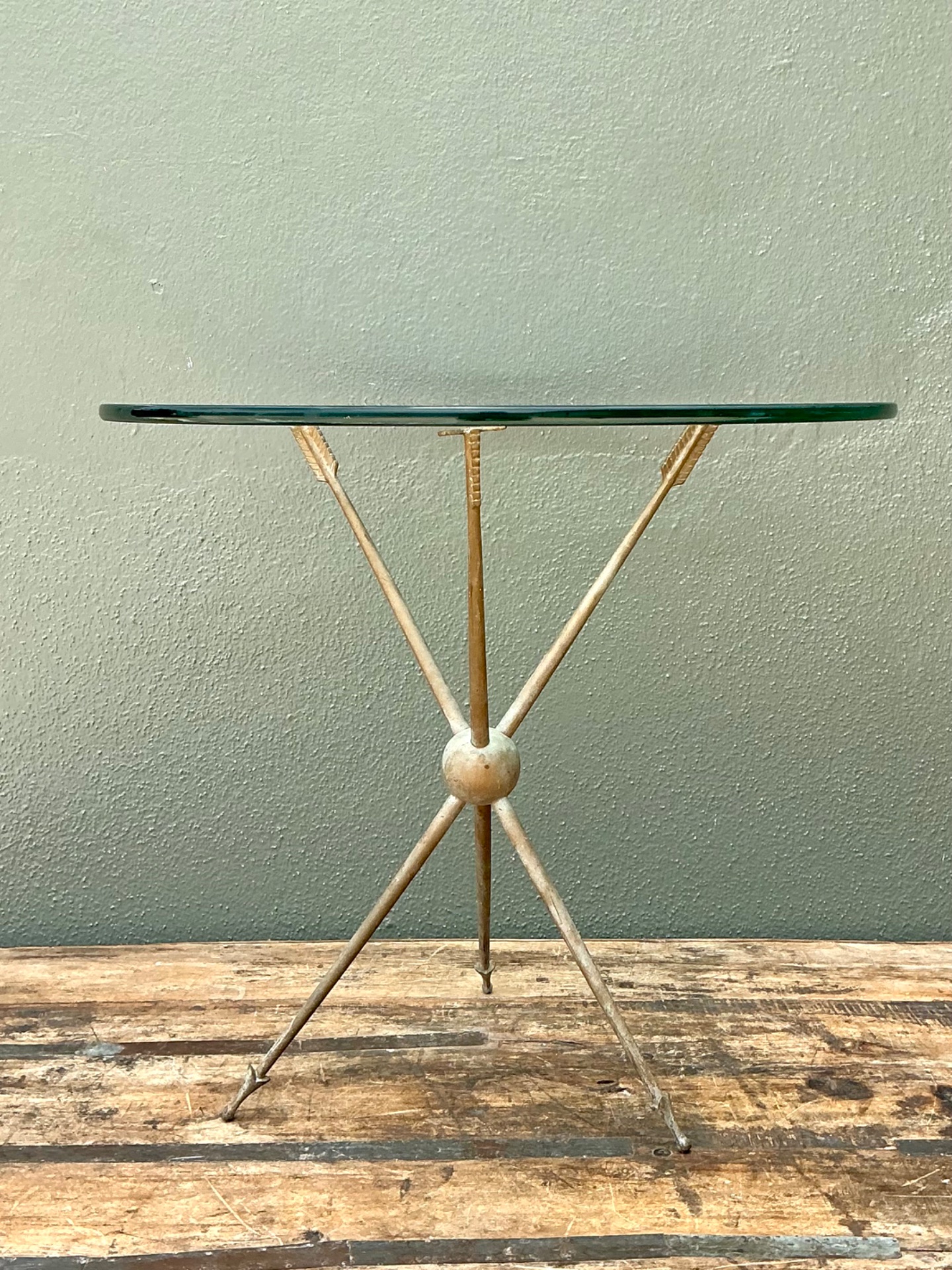 Vintage Arrow Motif Tripod Table - Back view