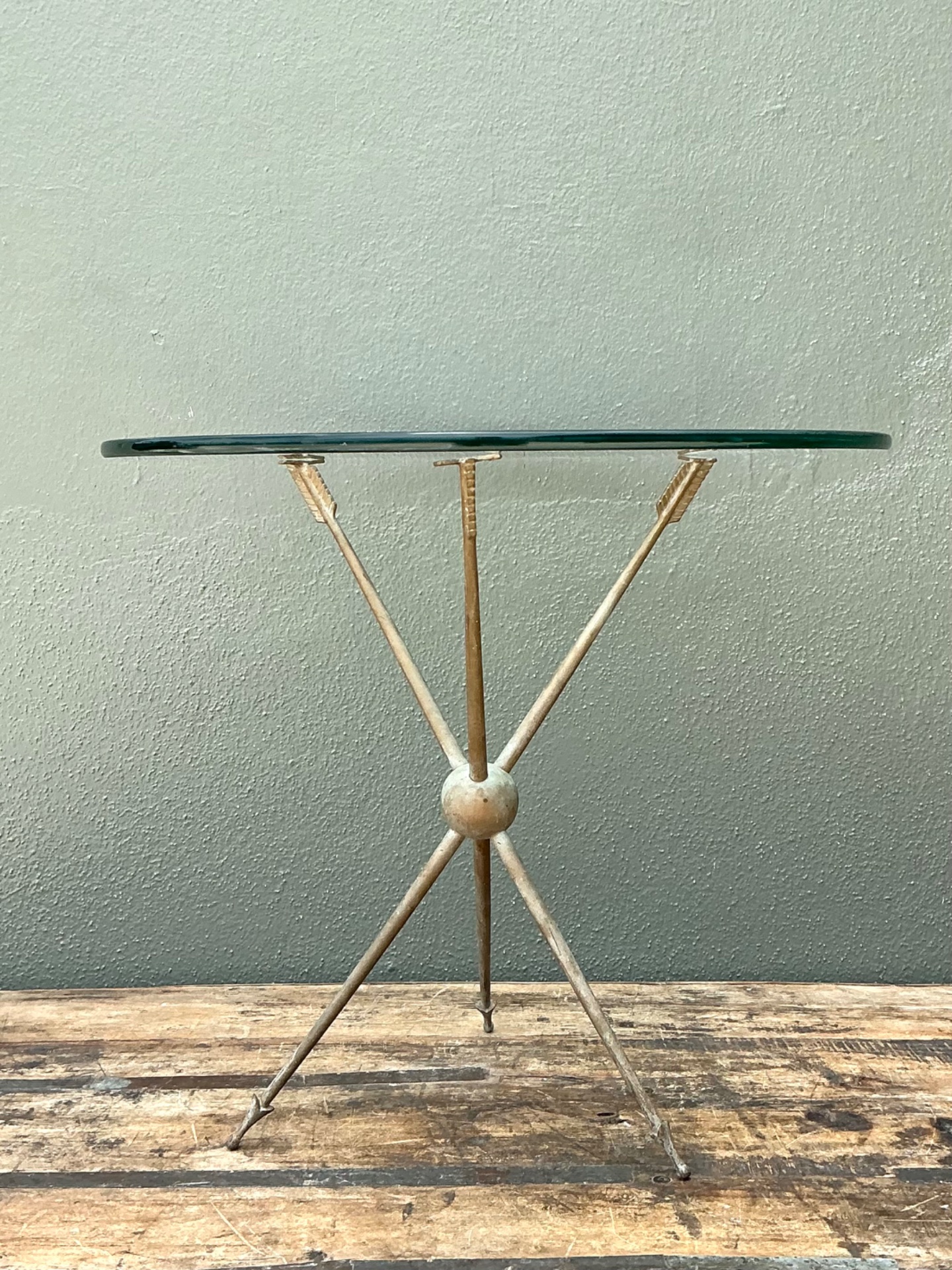 Vintage Arrow Motif Tripod Table - Side view