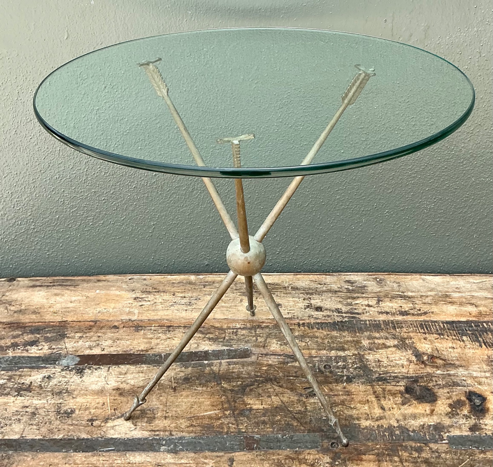 Vintage Arrow Motif Tripod Table - Top view
