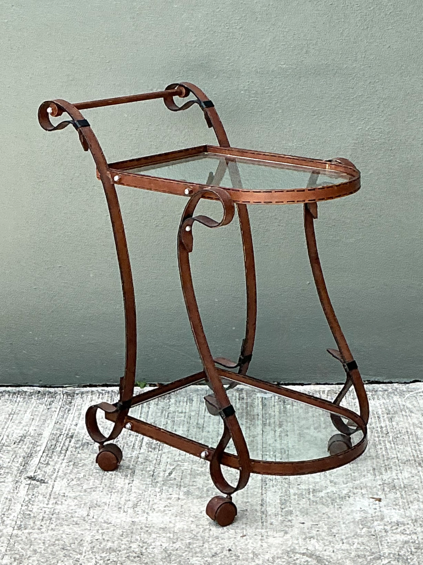 Vintage Glass and Metal Bar Cart - Top view