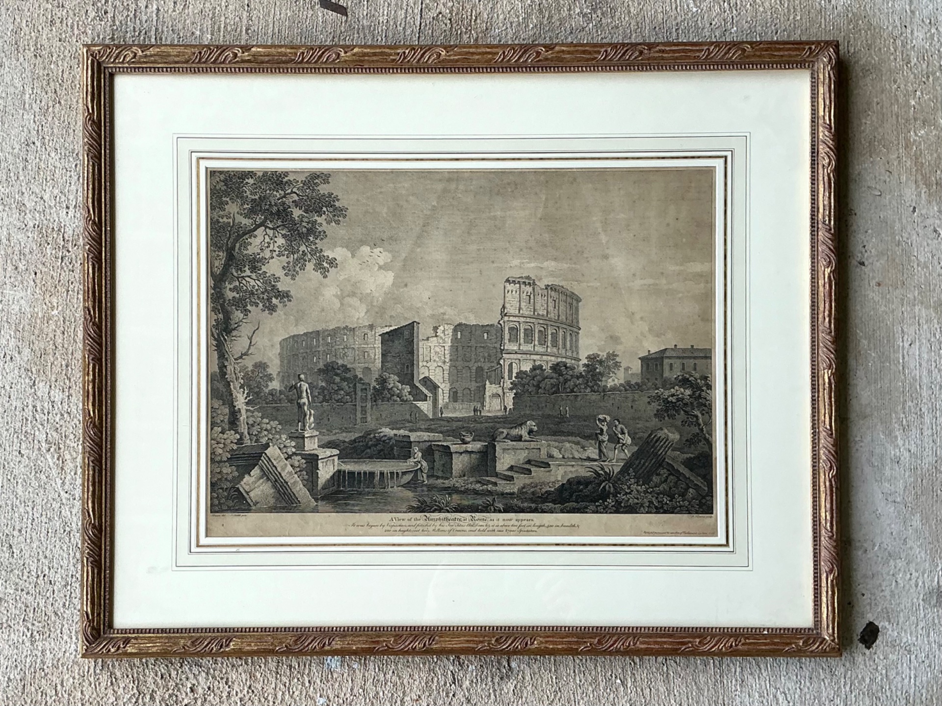 Vintage Framed Architectural Print - Side view