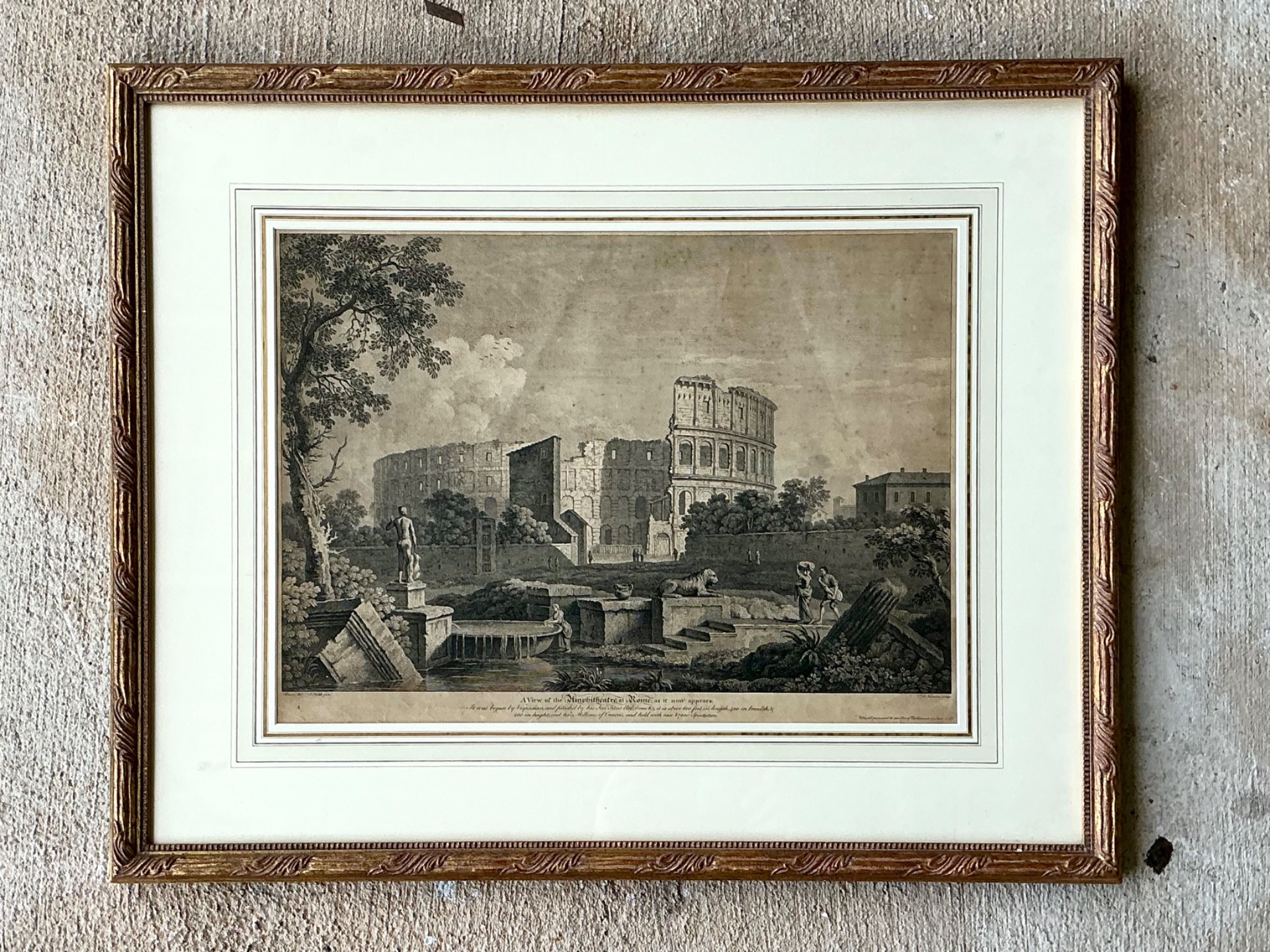 Vintage Framed Architectural Print - Top view