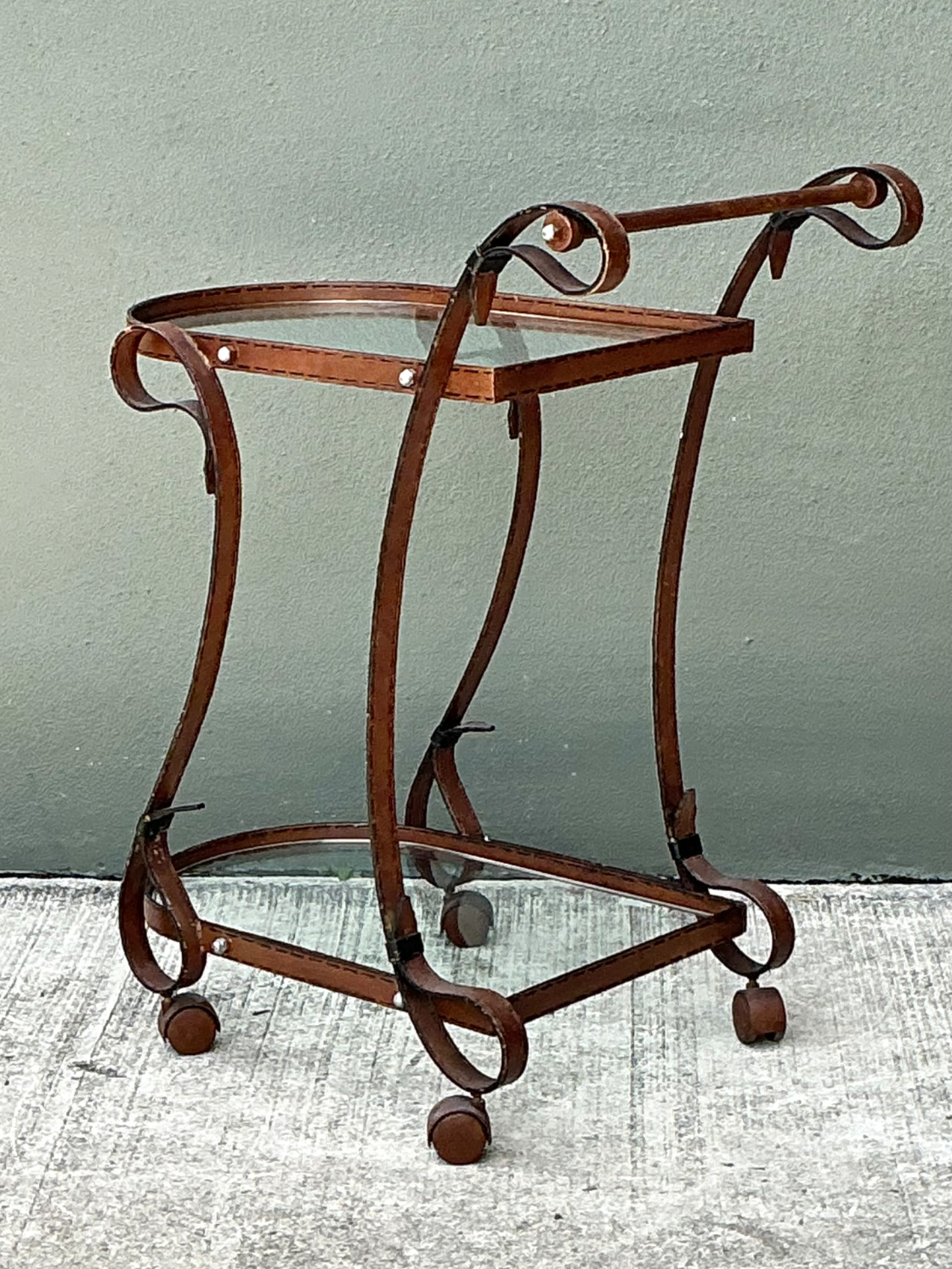 Vintage Glass and Metal Bar Cart - Back view