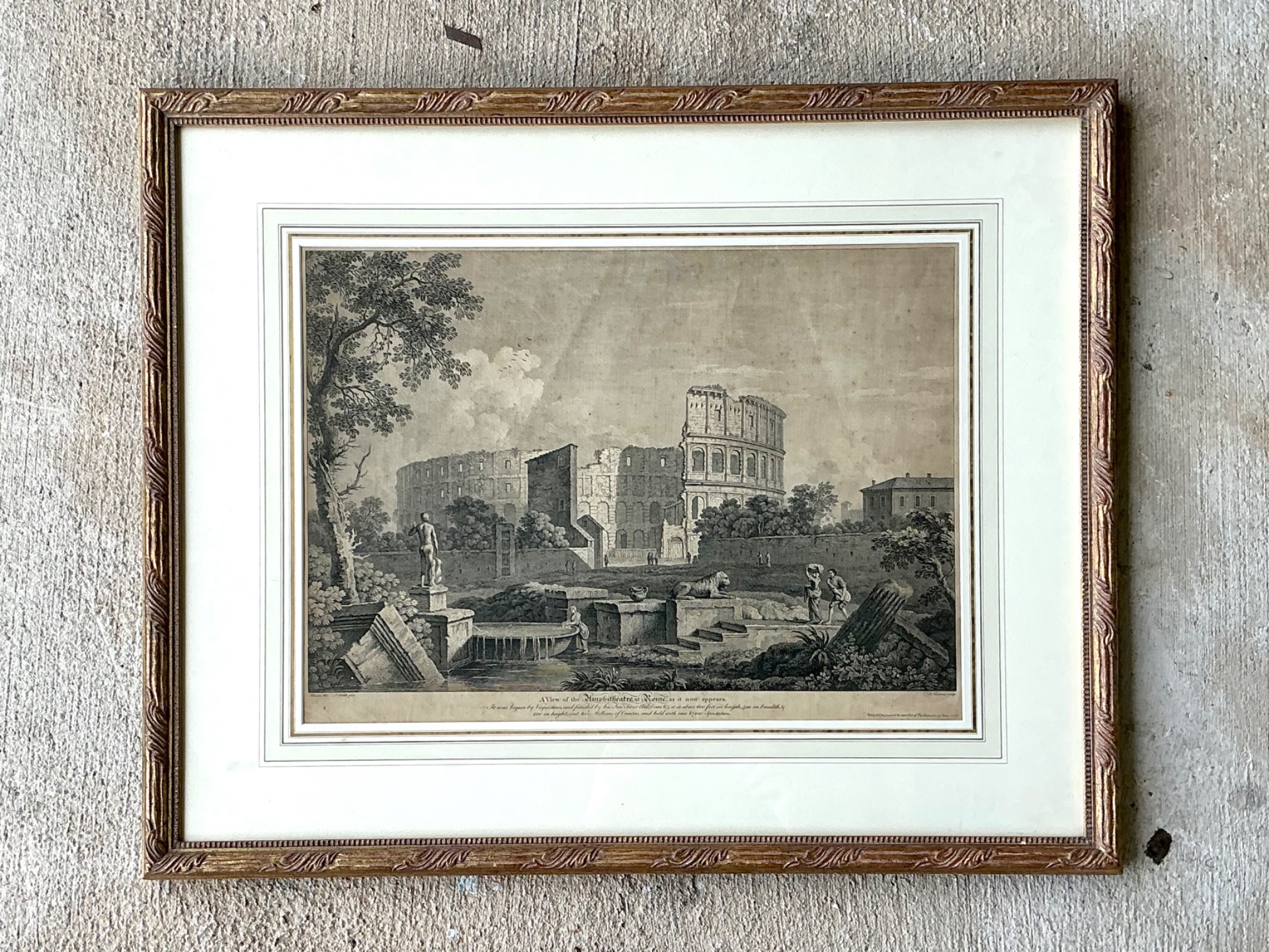 Vintage Framed Architectural Print - Side view