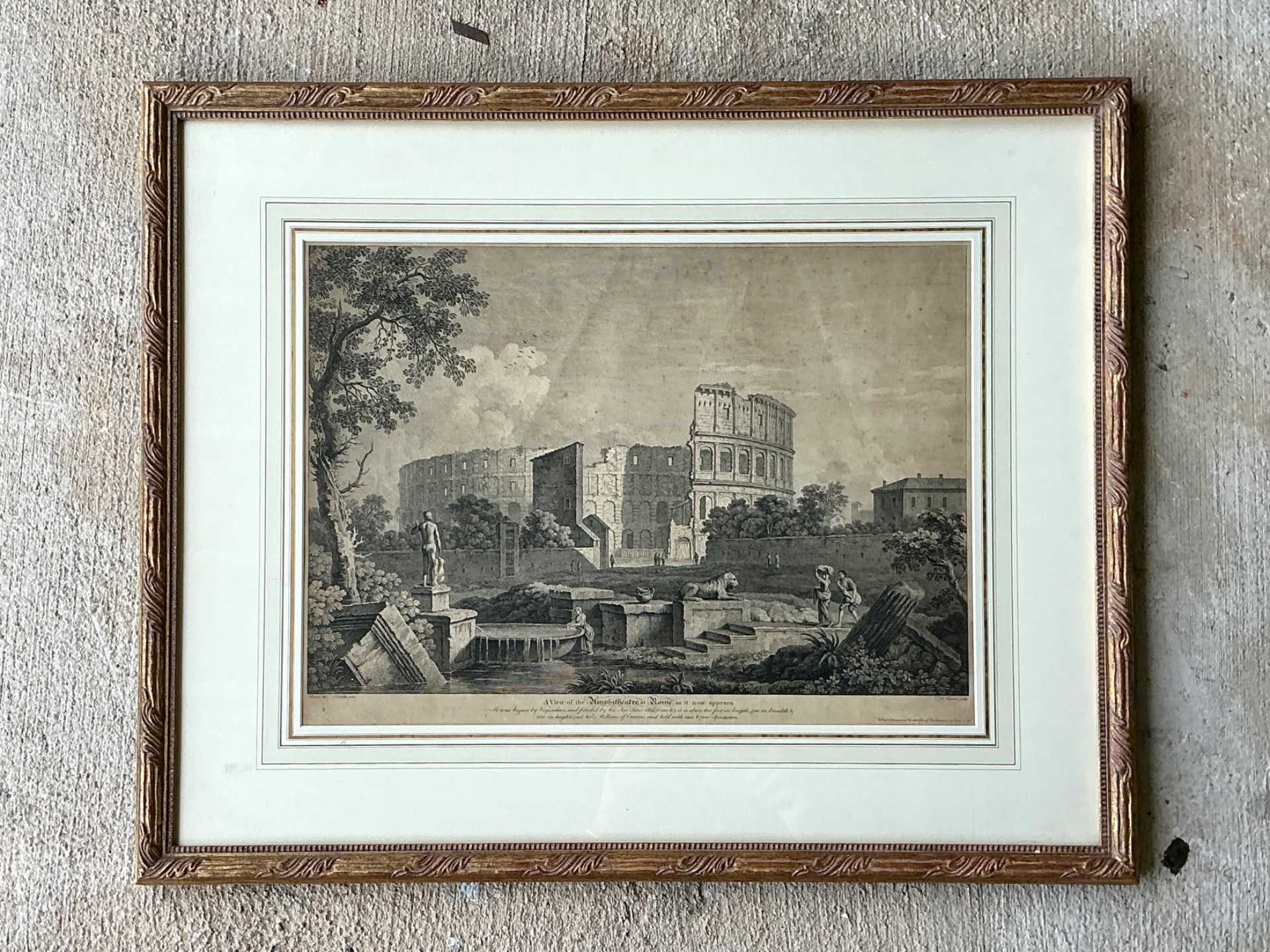 Vintage Framed Architectural Print - Detail view