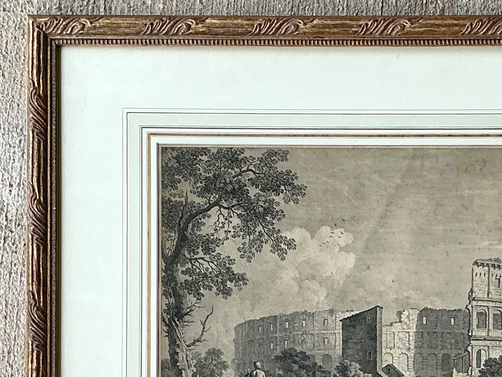 Vintage Framed Architectural Print - Back view