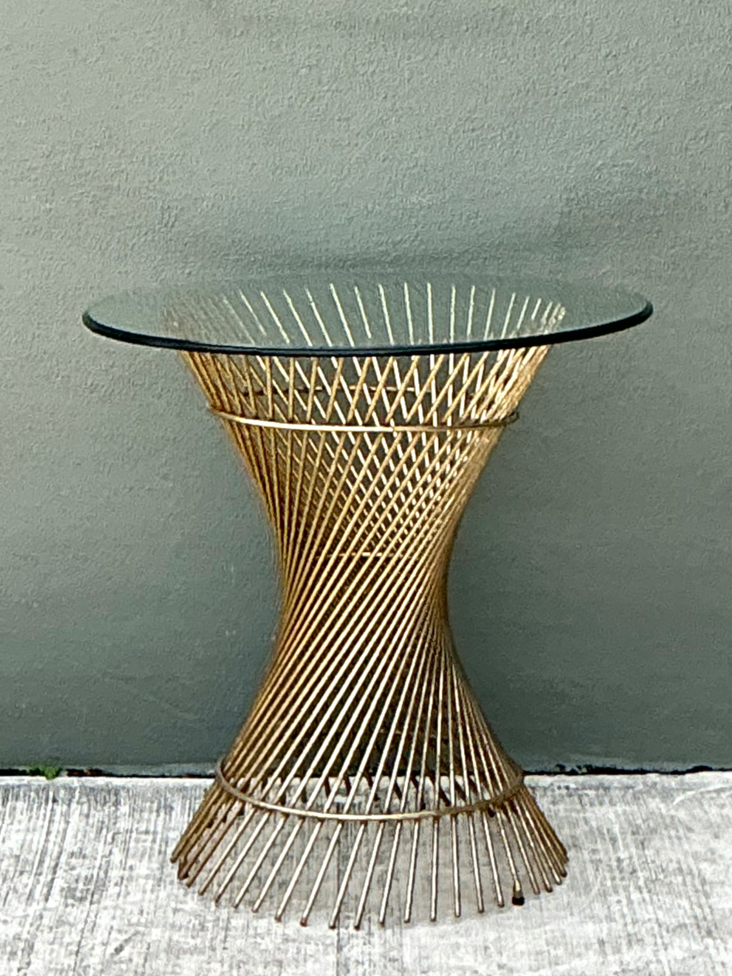 Vintage Twisted Metal and Glass Side Table - Top view