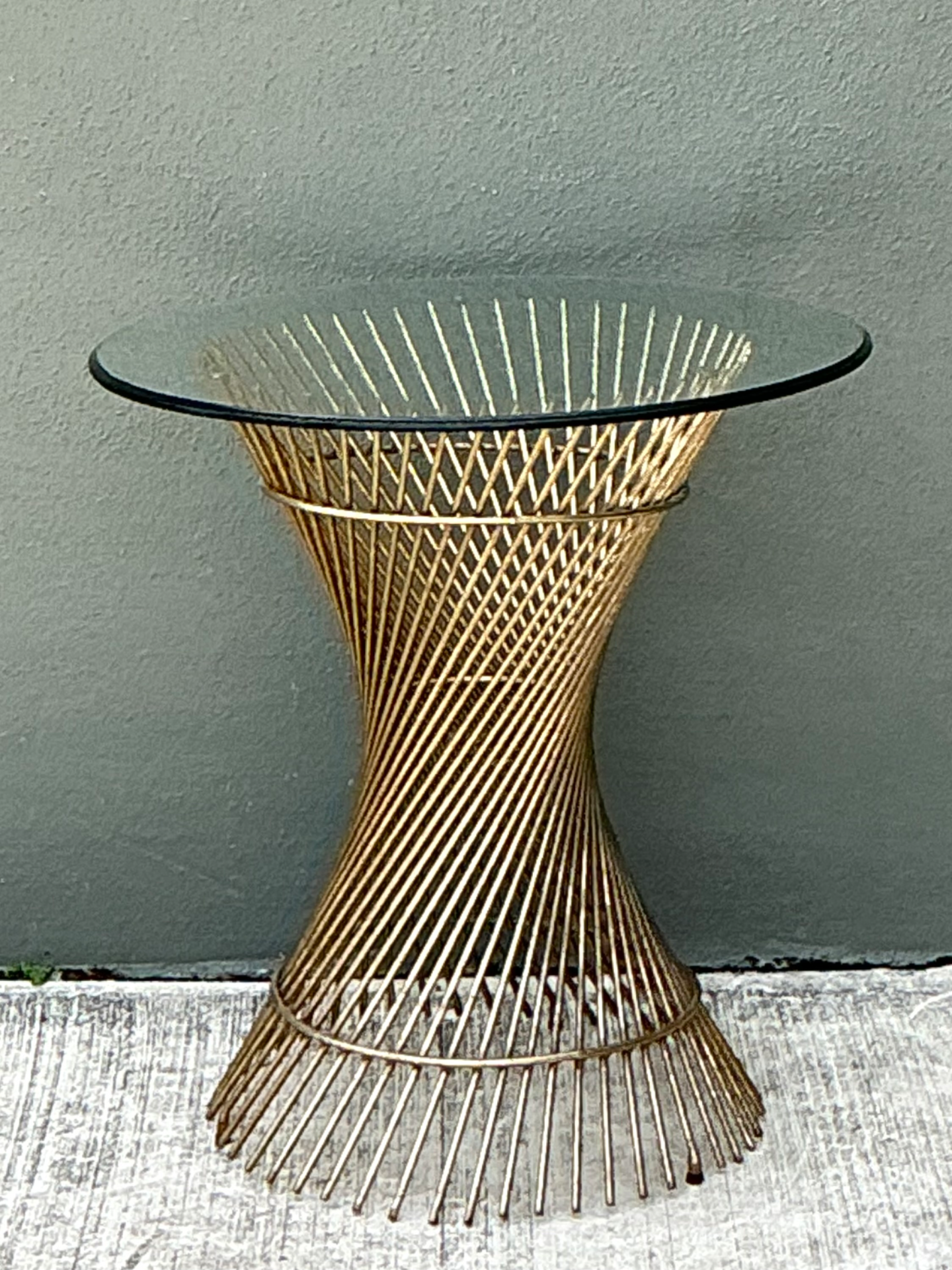 Vintage Twisted Metal and Glass Side Table - Detail view