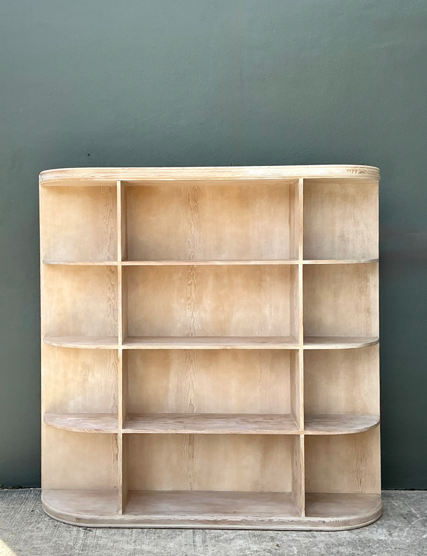 Vintage Washed Wood Wide Etagere - Detail view