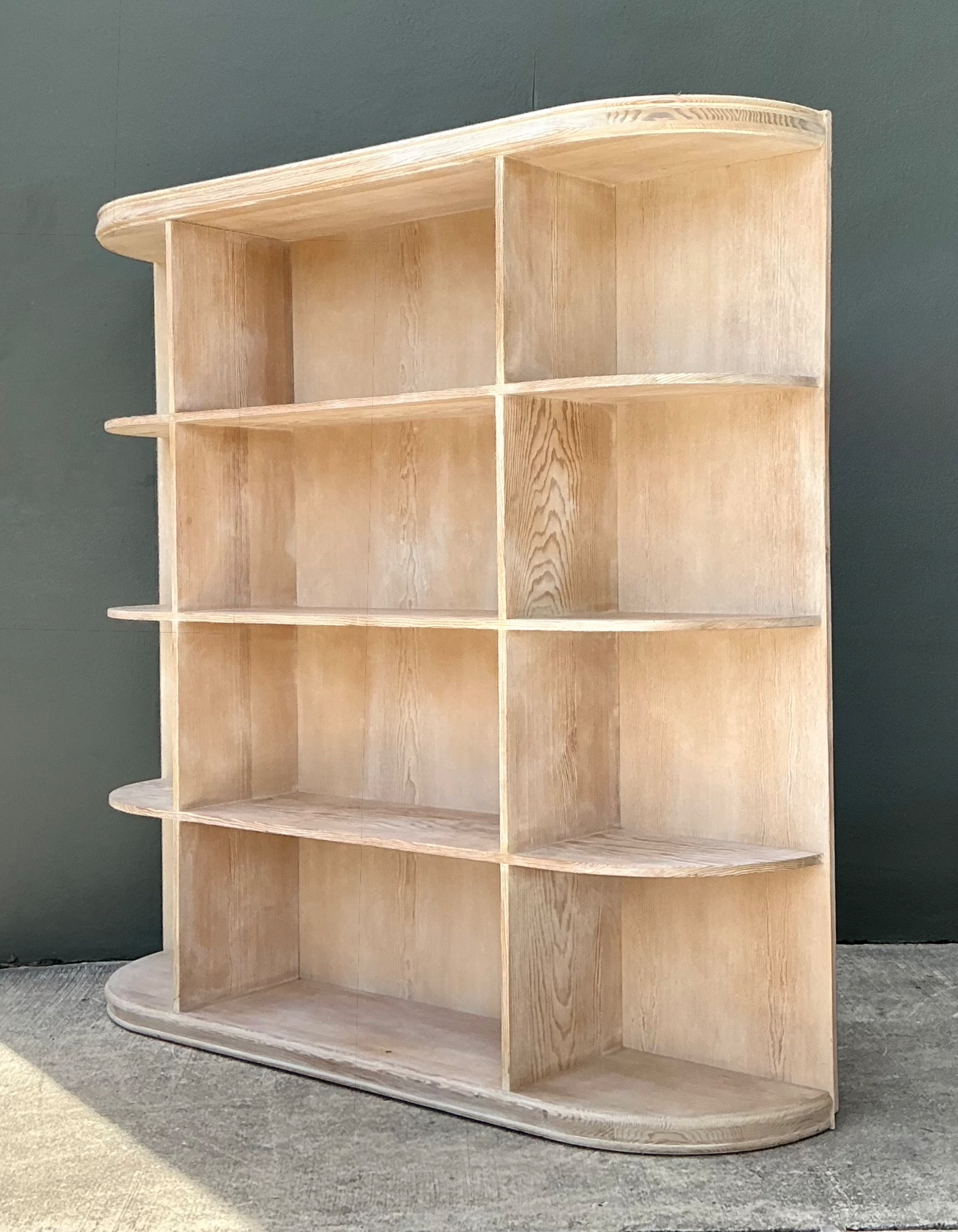 Vintage Washed Wood Wide Etagere - Side view