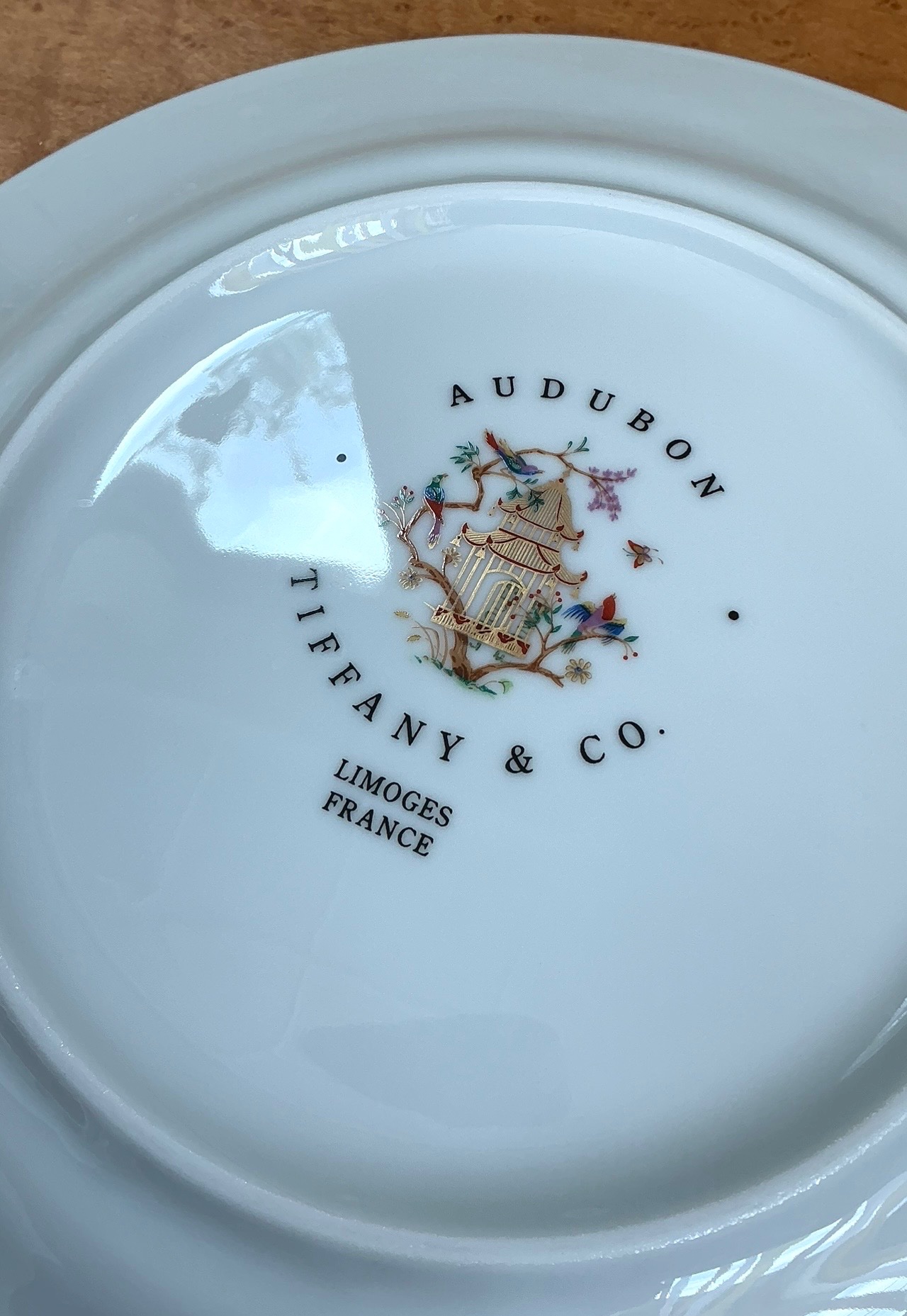 Vintage Tiffany And Co For Limoges “Audubon” Service For 12  - Back view