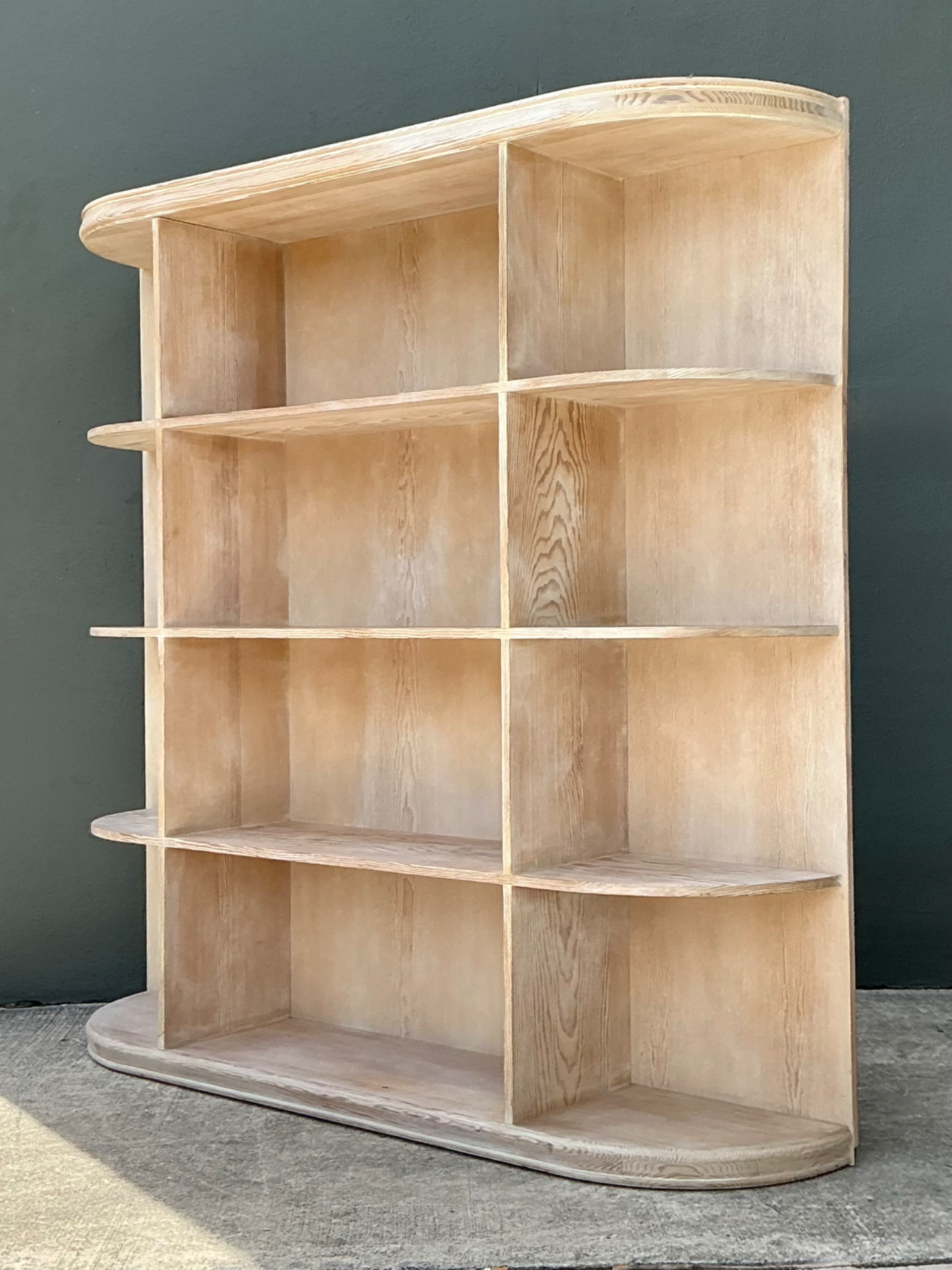 Vintage Washed Wood Wide Etagere - Back view