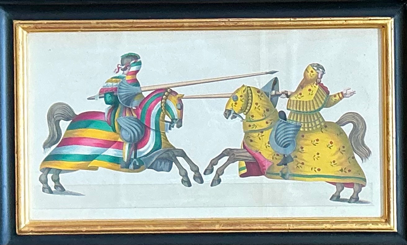 Vintage Medieval Knight Prints in Black Frames - Set of 4 - Back view