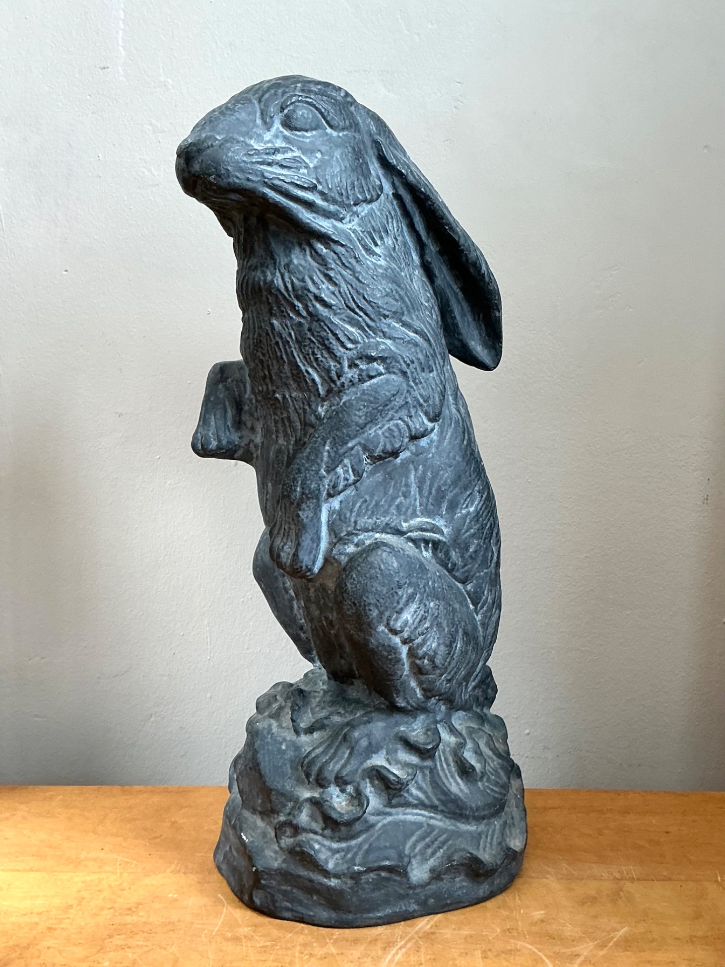 Vintage Cast Ecoplaster Rabbit Sculpture - Back view