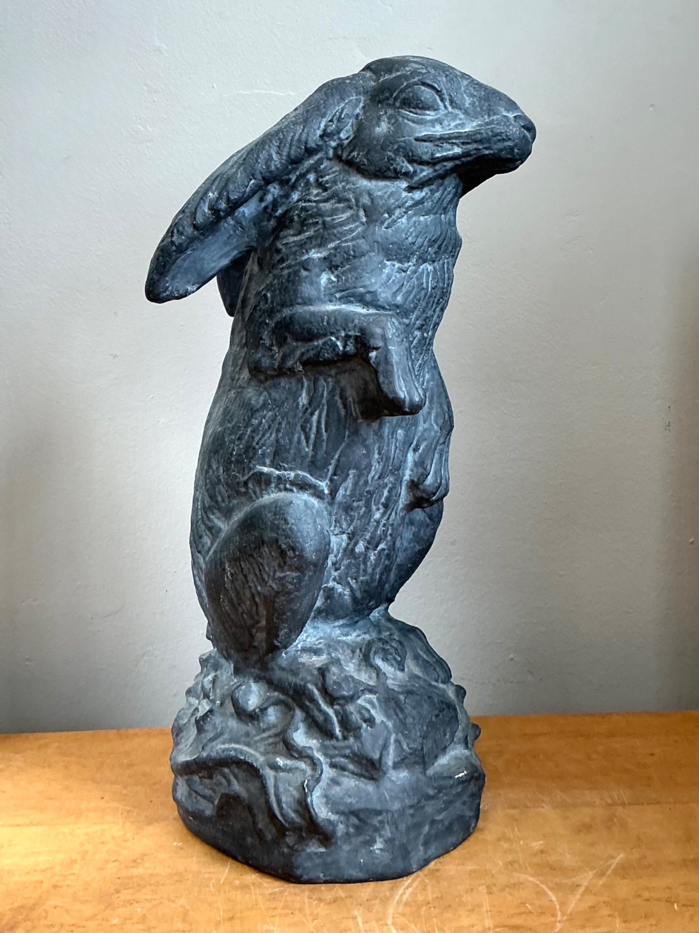 Vintage Cast Ecoplaster Rabbit Sculpture - Top view
