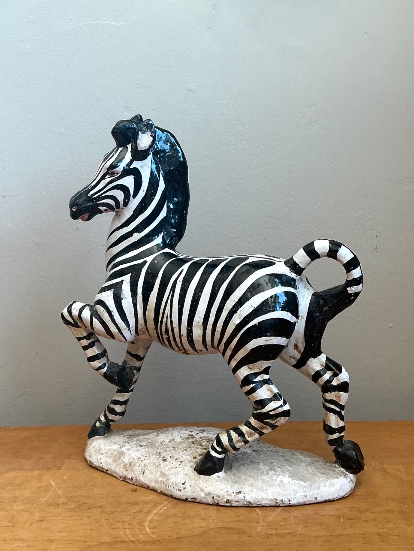 Vintage Italian Ceramic Zebra Sculpture - Side view