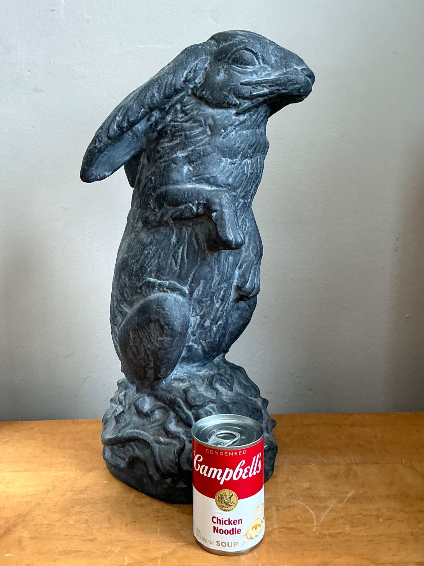 Vintage Cast Ecoplaster Rabbit Sculpture - Side view