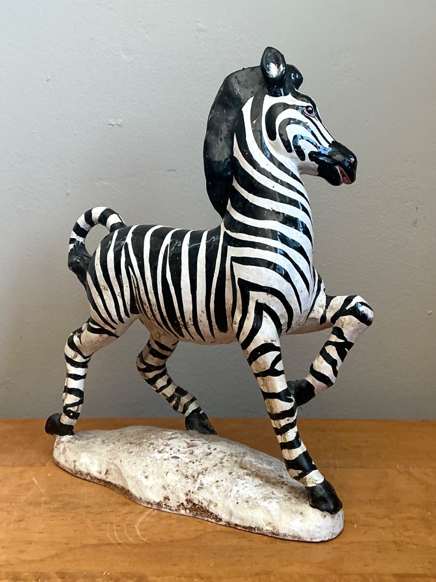 Vintage Italian Ceramic Zebra Sculpture - Top view