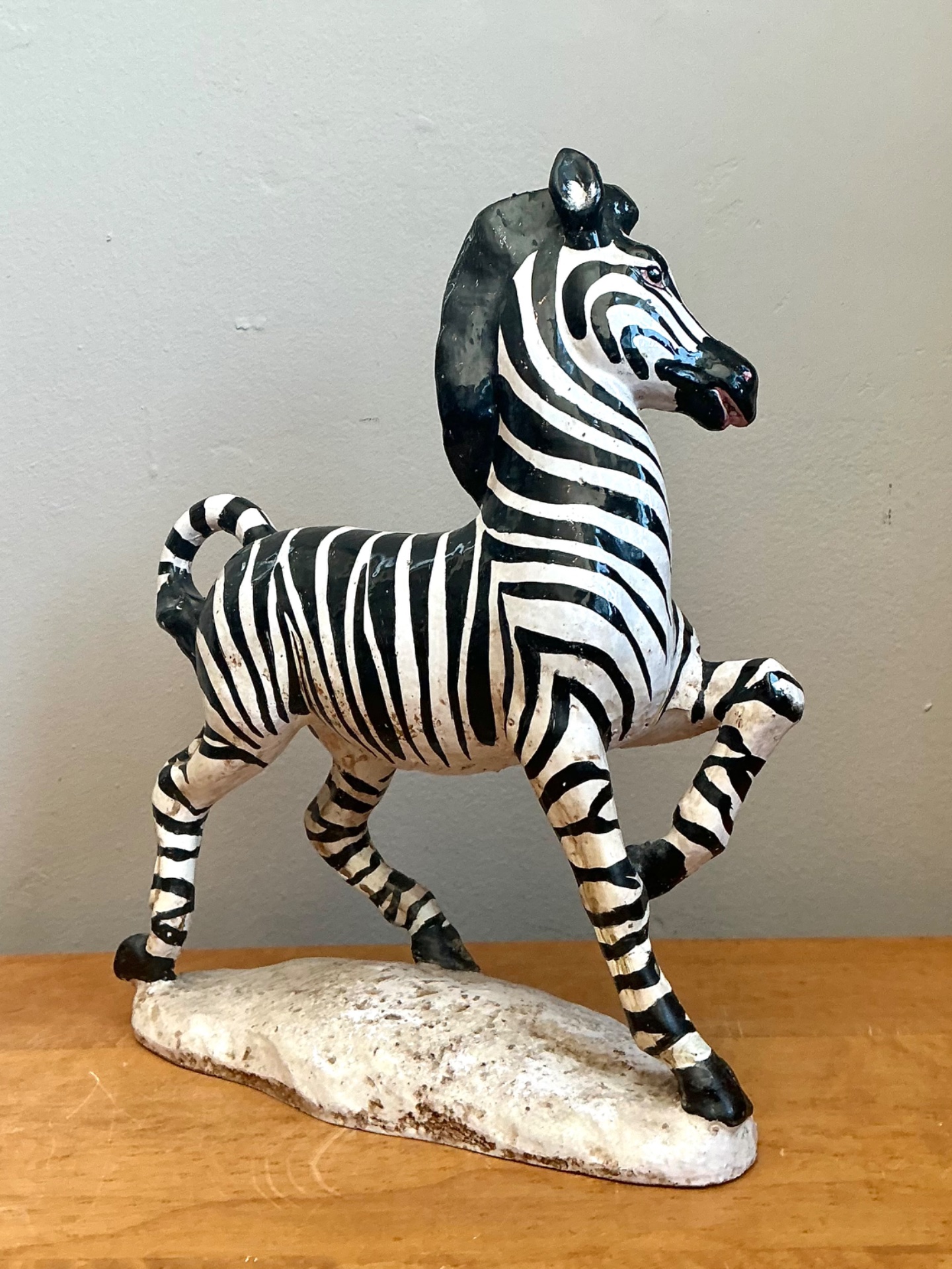 Vintage Italian Ceramic Zebra Sculpture - Back view