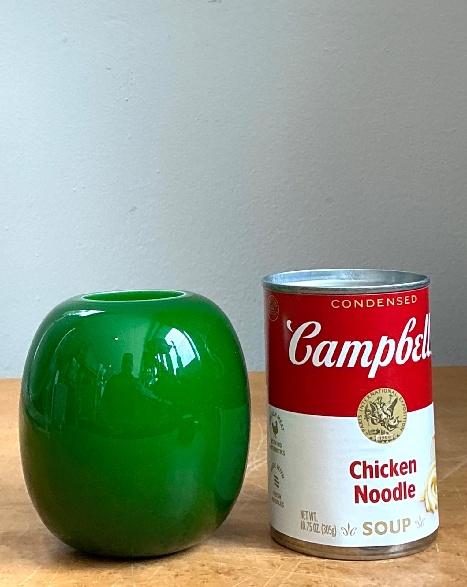 Vintage Signed Emerald Green Glass Vase - Back view