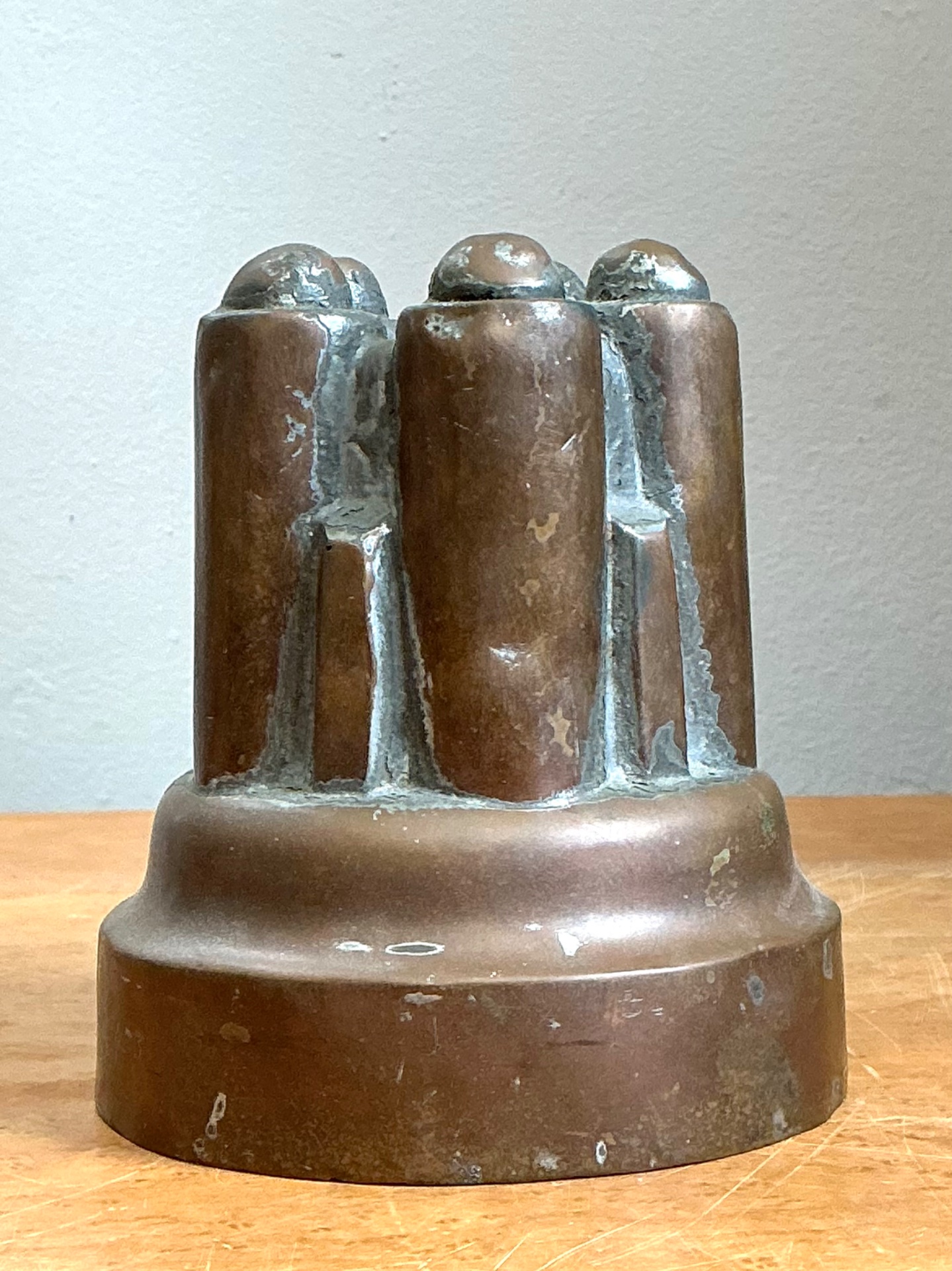 Vintage Copper Over Tin Jelly Mold - Side view