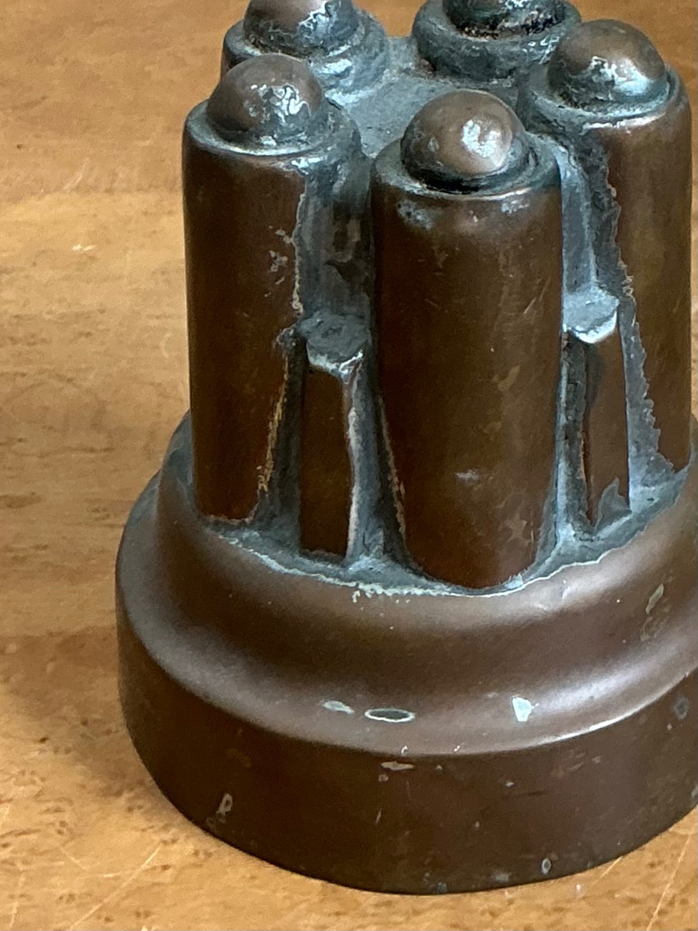 Vintage Copper Over Tin Jelly Mold - Top view