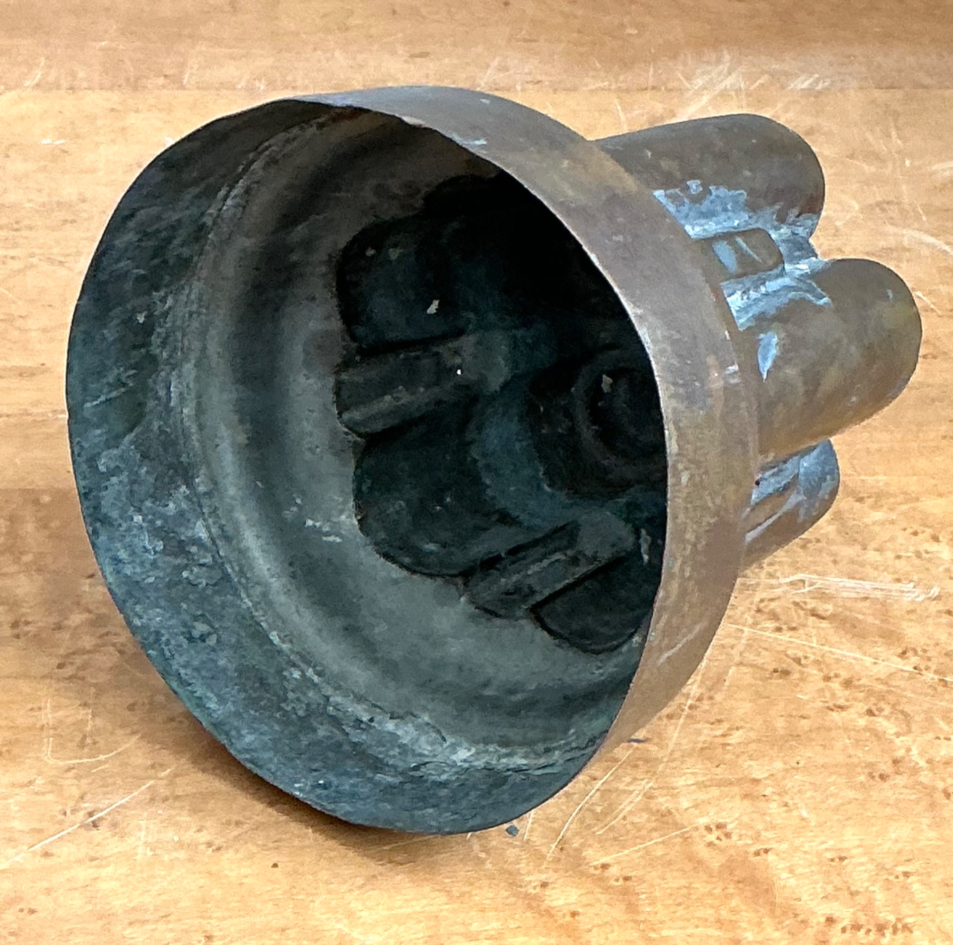 Vintage Copper Over Tin Jelly Mold - Side view