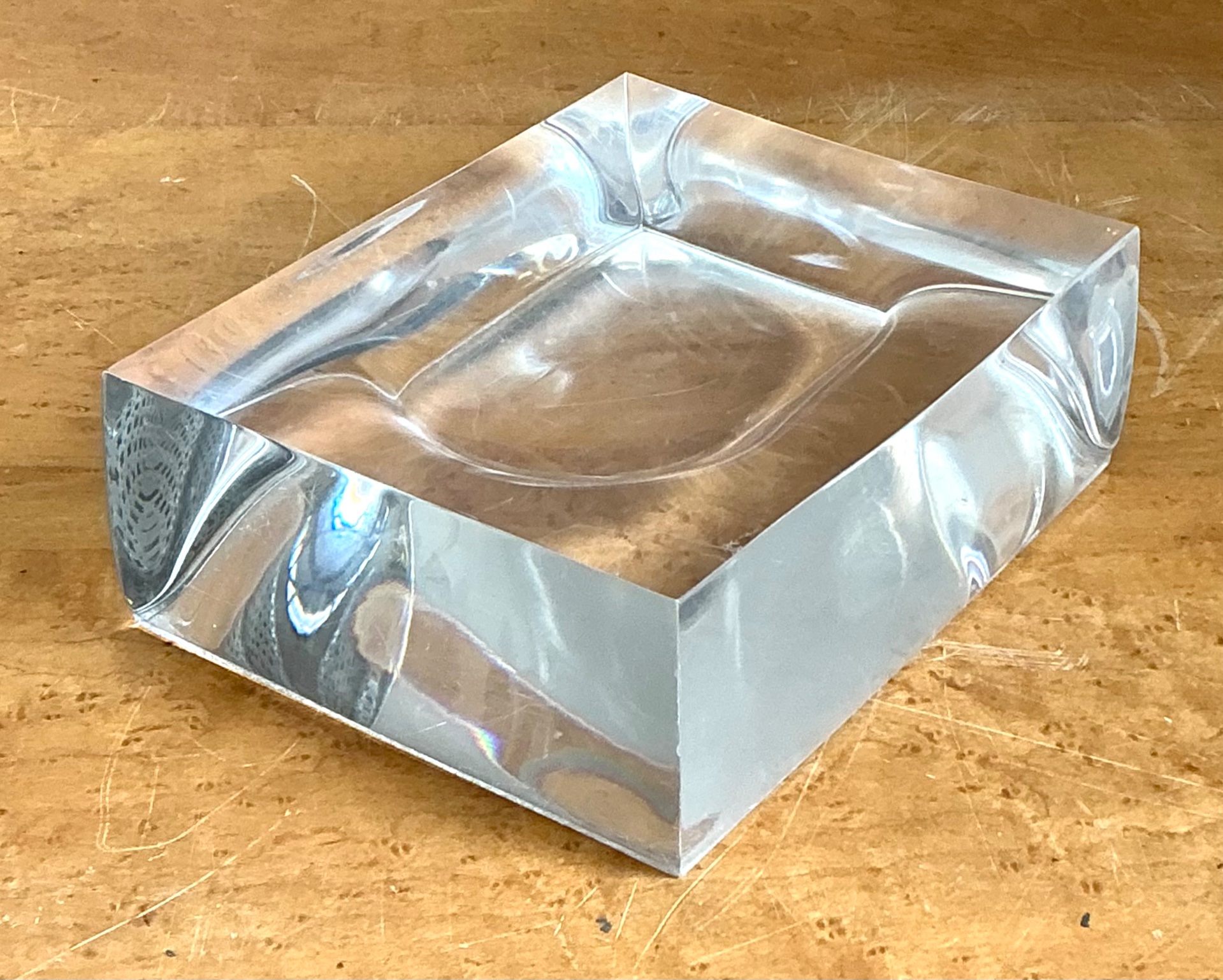 Vintage Abstract Lucite Ashtray - Side view