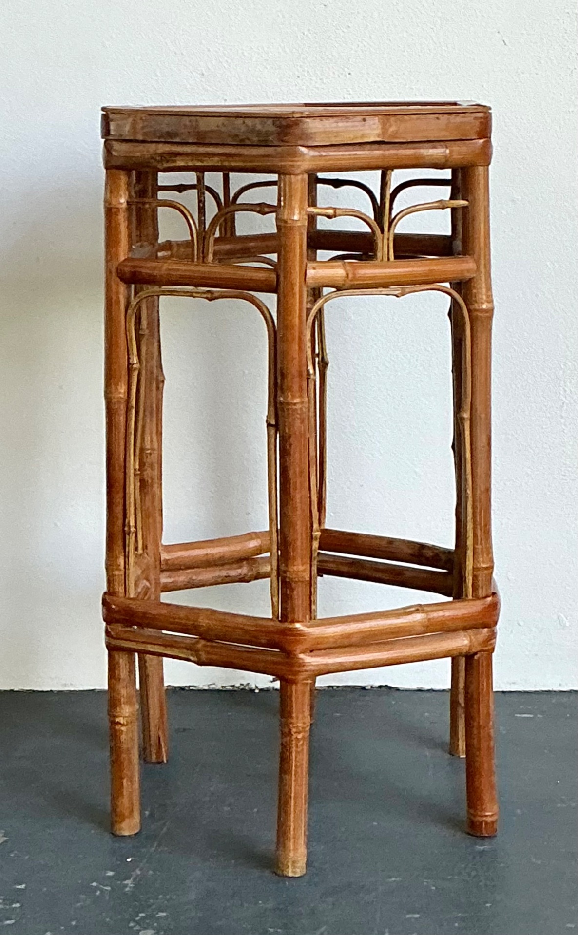 Vintage Bamboo Hexagonal Plant Stand - Top view