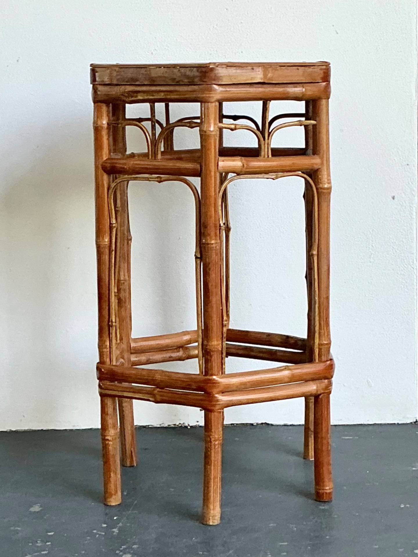 Vintage Bamboo Hexagonal Plant Stand - Detail view