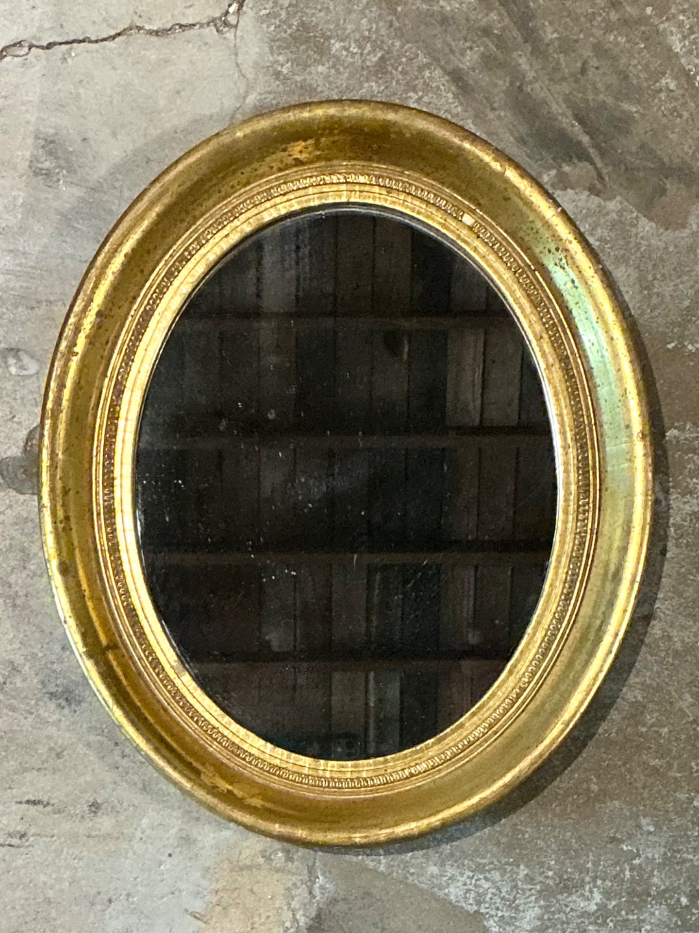 Vintage Gilt Oval Wall Mirror - Back view