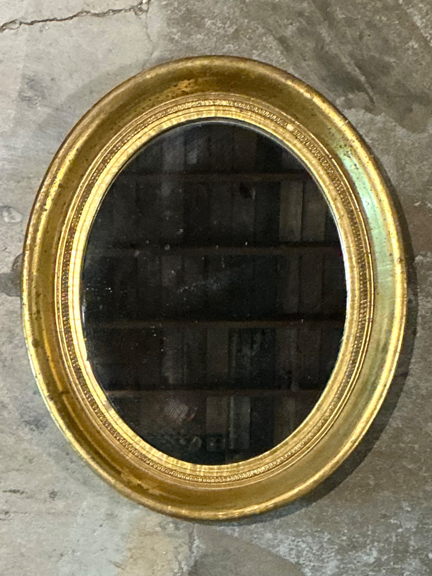 Vintage Gilt Oval Wall Mirror - Top view