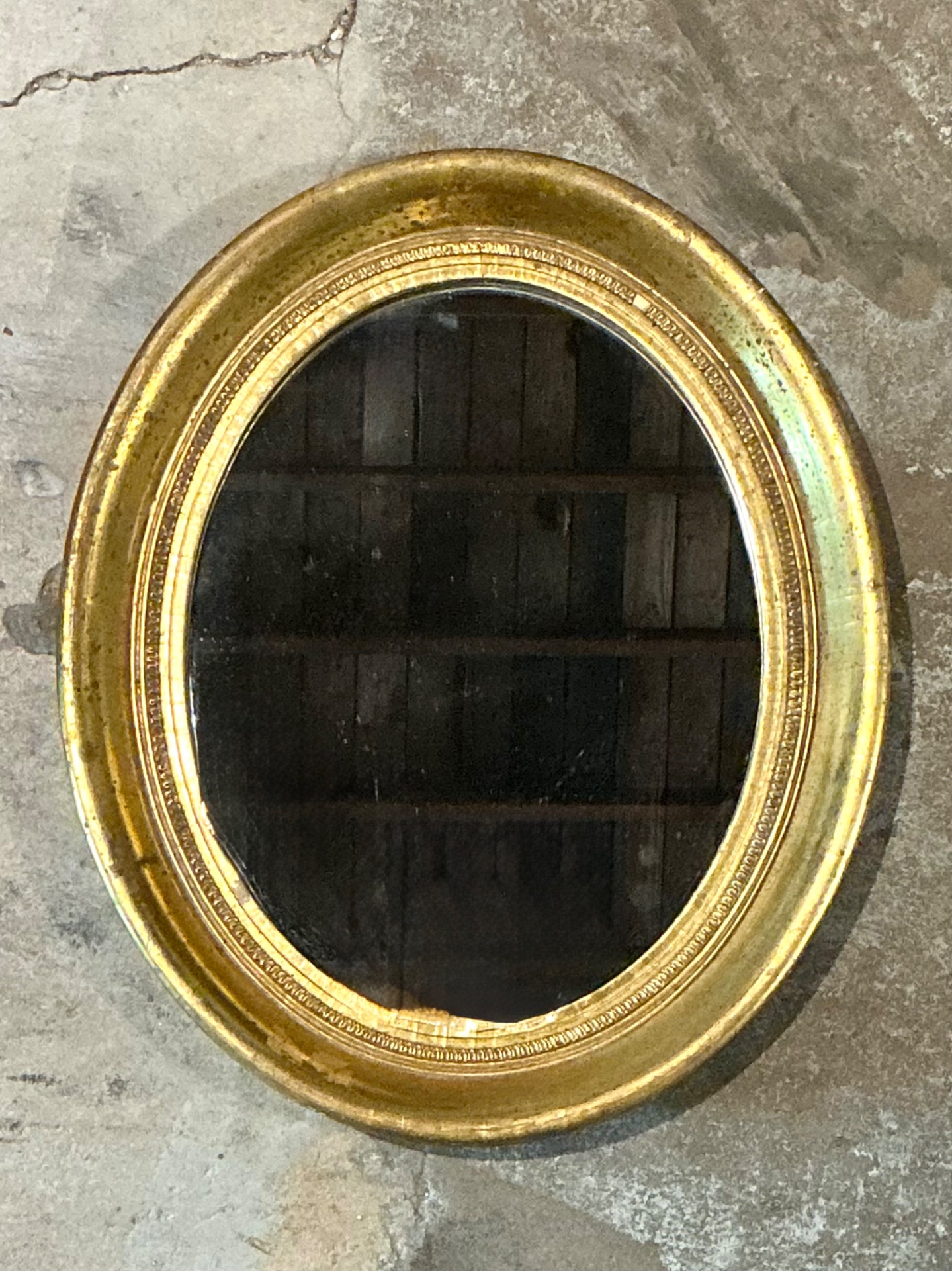 Vintage Gilt Oval Wall Mirror - Side view