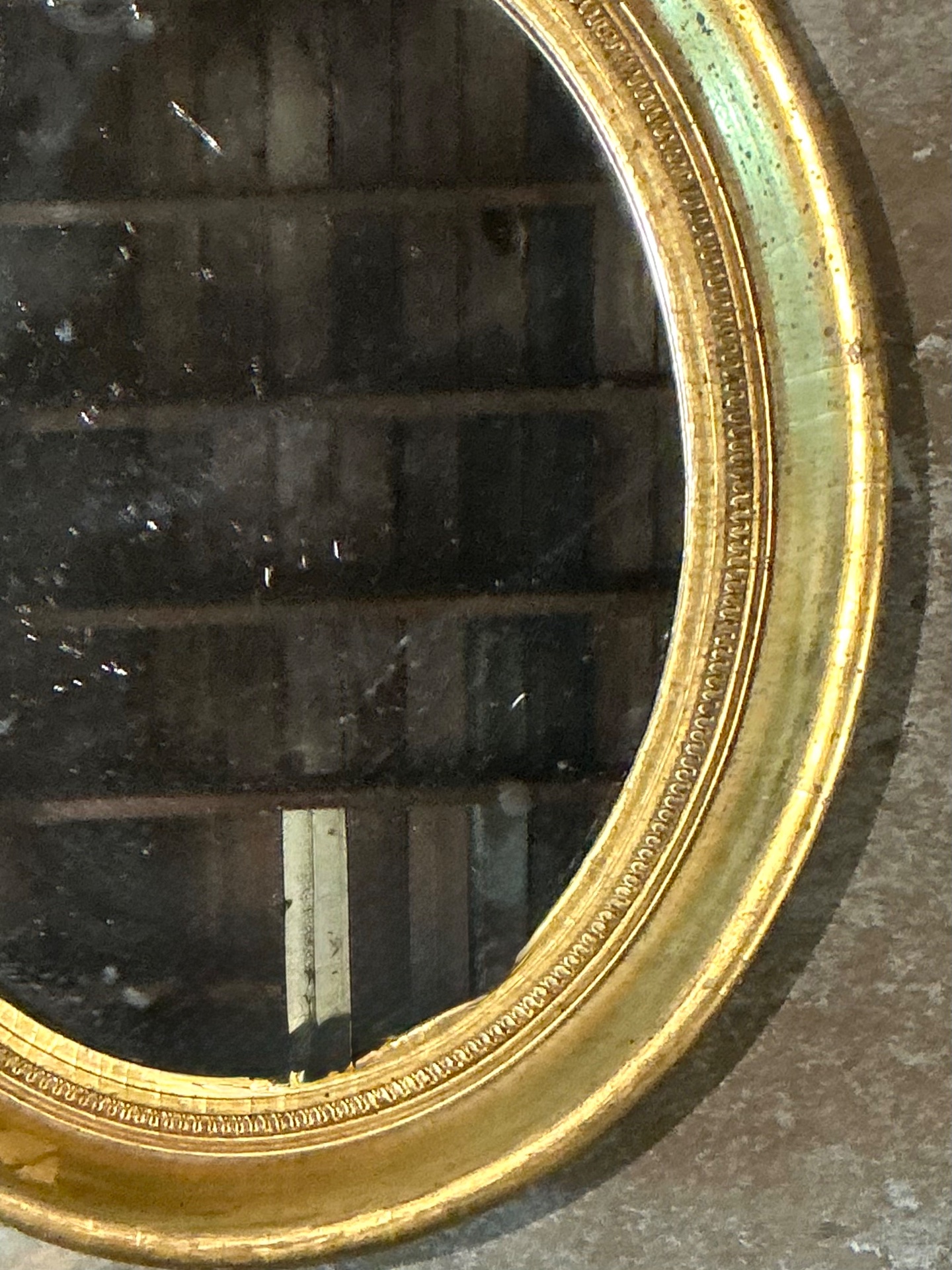 Vintage Gilt Oval Wall Mirror - Top view