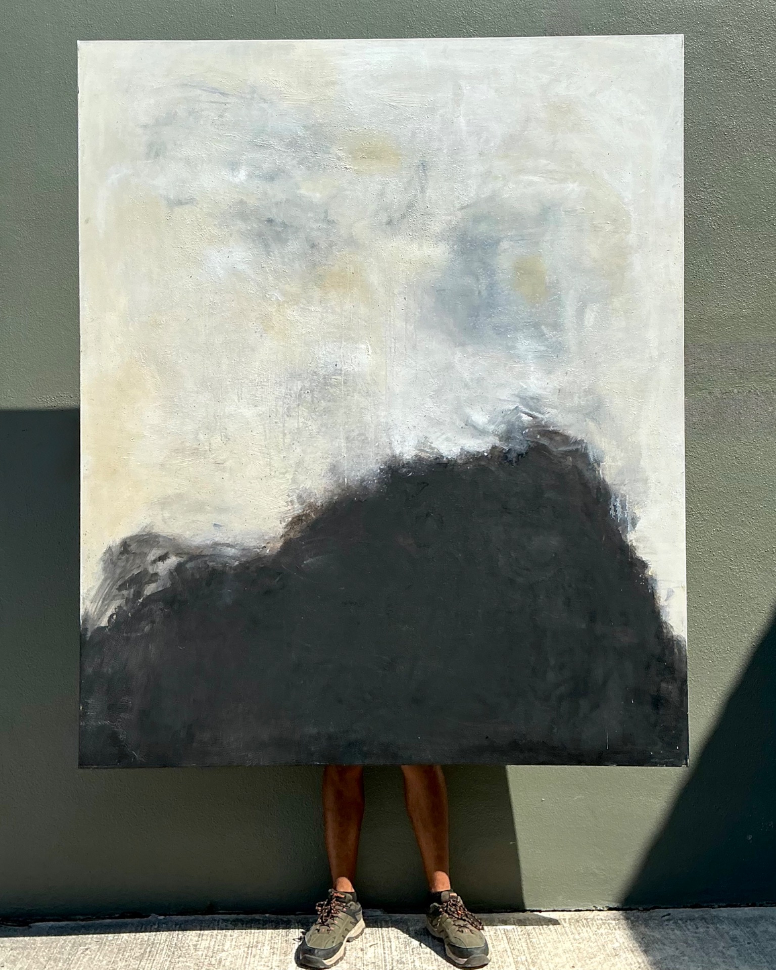 Vintage Monumental Abstract Oil On Canvas  - Back view