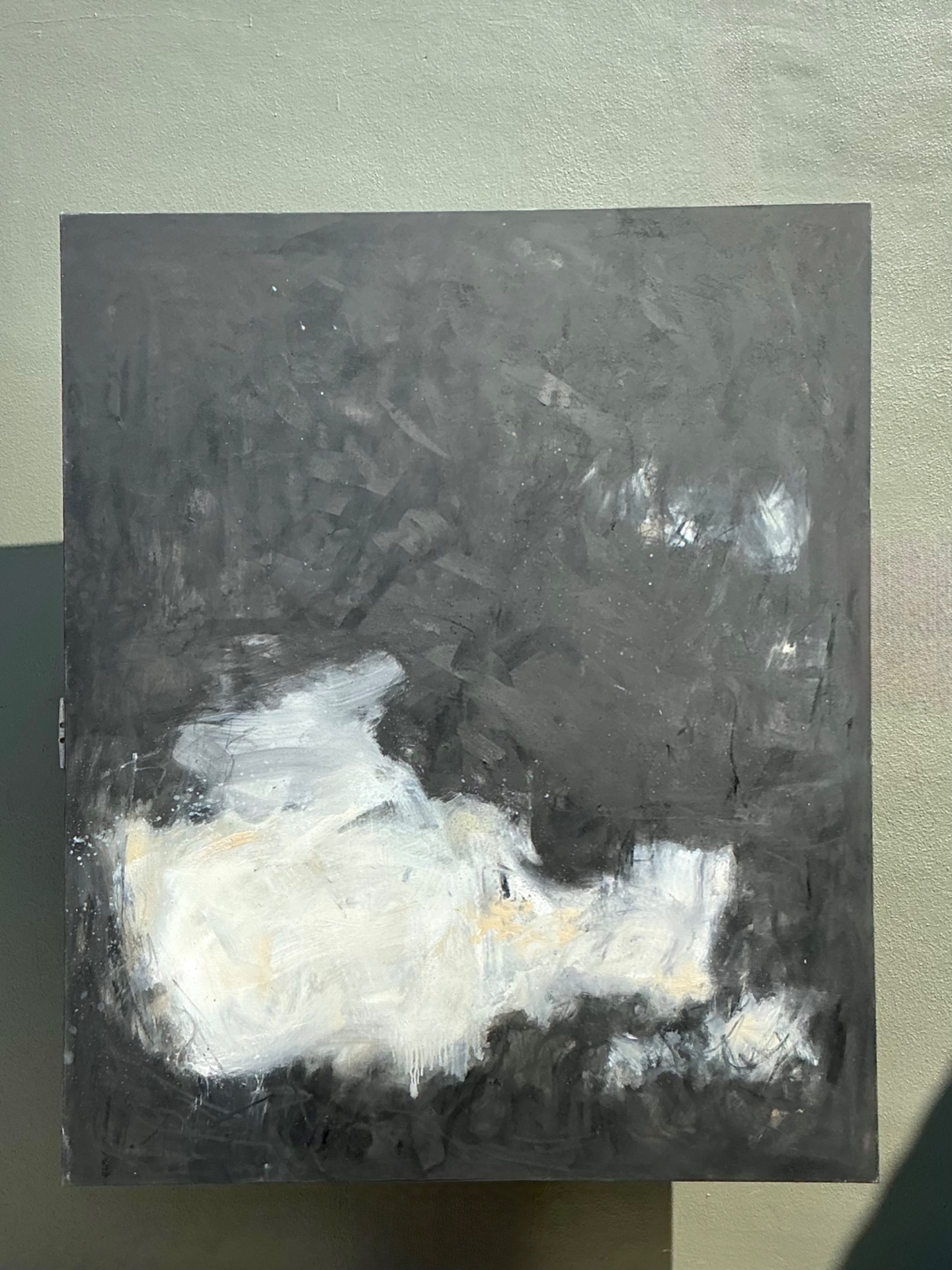 Vintage Monumental Abstract Oil On Canvas - Side view
