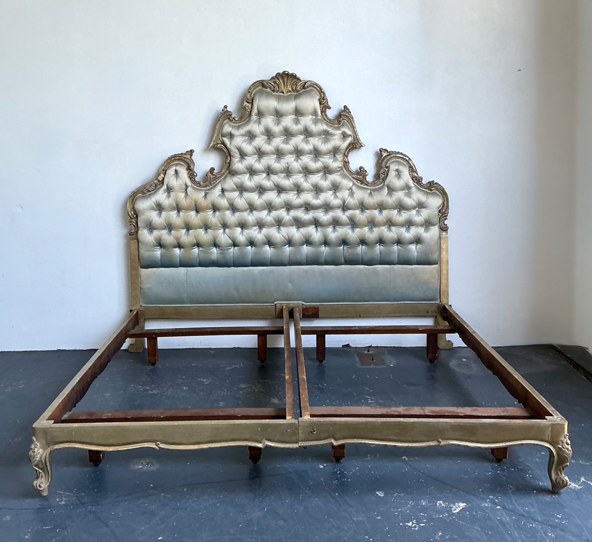 Vintage Rococo King Size Tufted Headboard - Side view