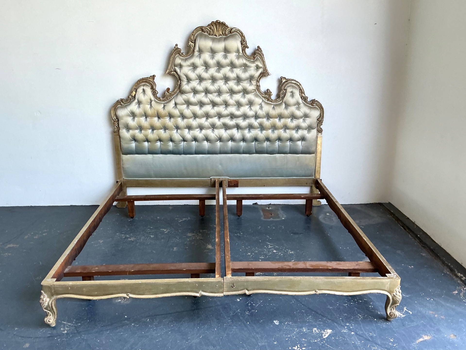 Vintage Rococo King Size Tufted Headboard - Back view
