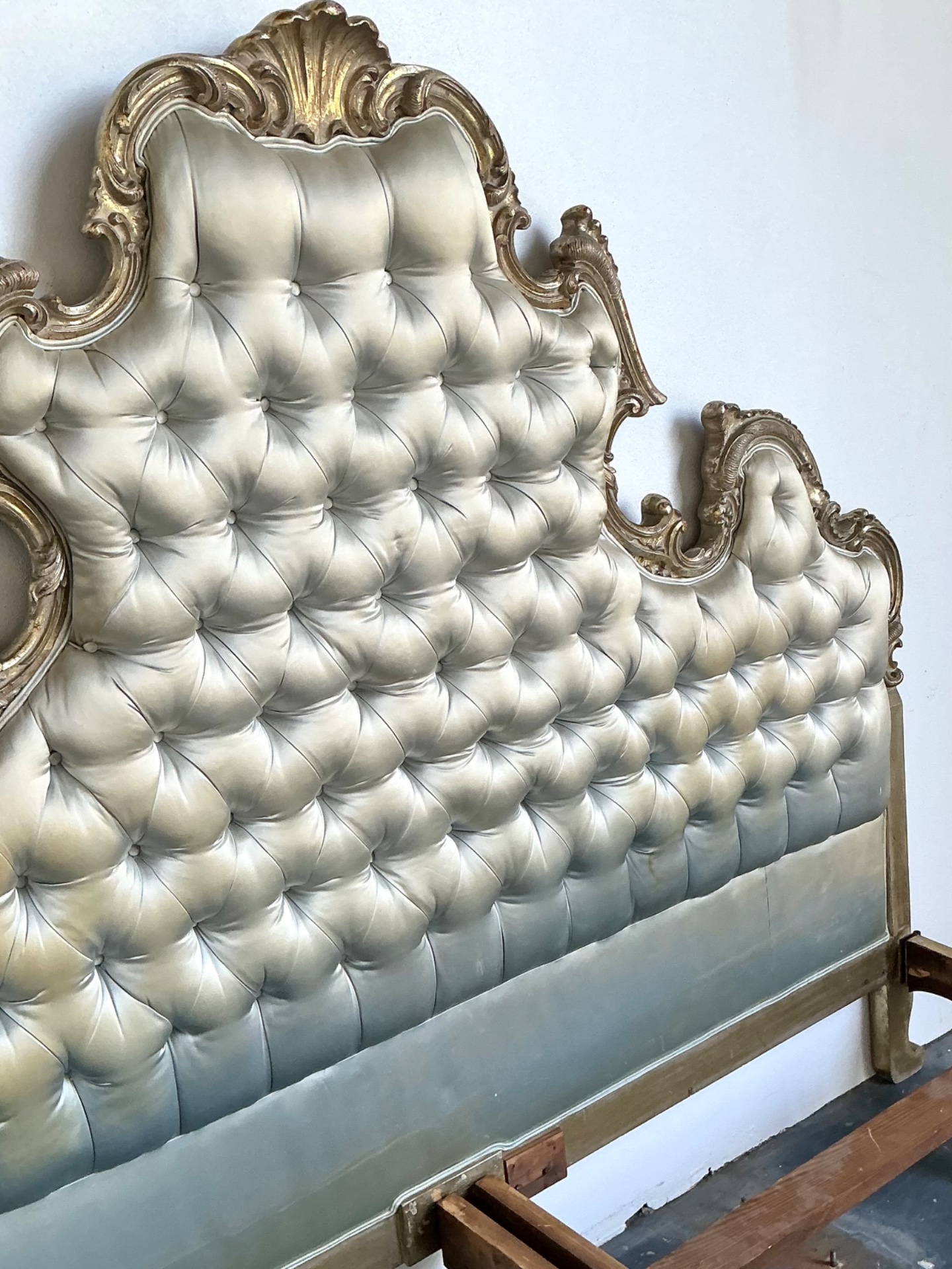 Vintage Rococo King Size Tufted Headboard - Top view