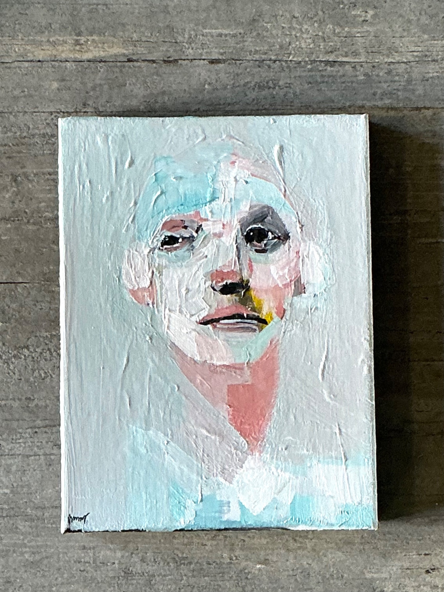 Vintage Abstract Expressionist Portrait Painting - Back view