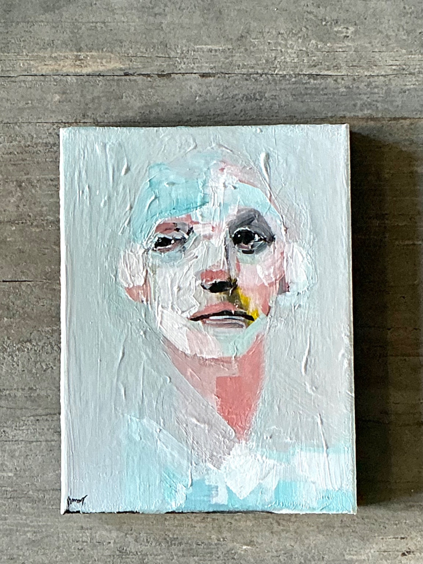 Vintage Abstract Expressionist Portrait Painting - Side view