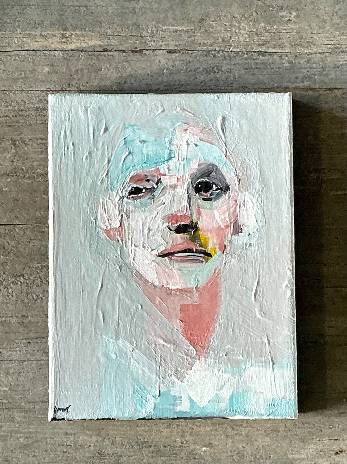 Vintage Abstract Expressionist Portrait Painting - Detail view
