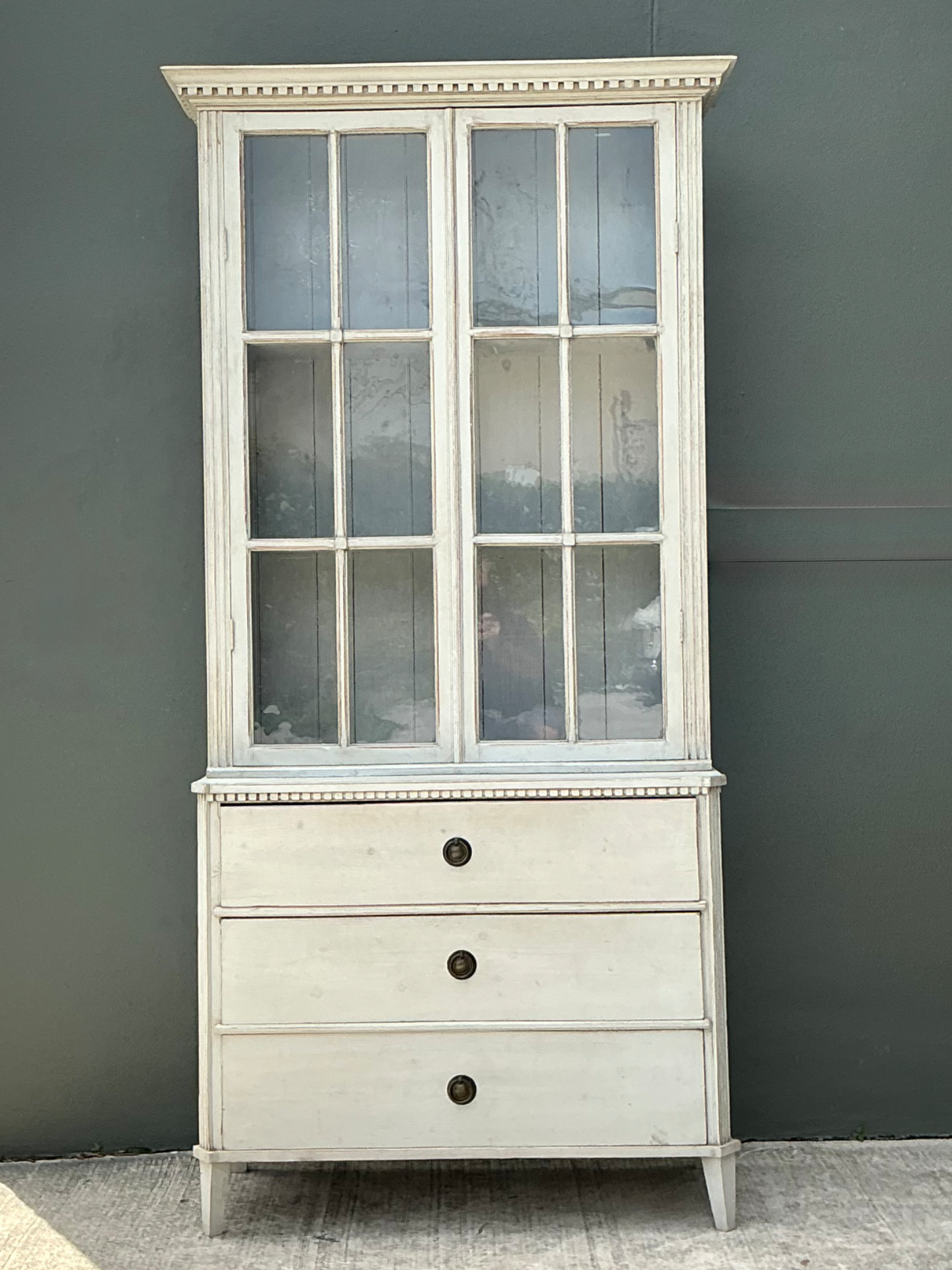 Vintage Painted Wood and Glass Cabinet - Side view