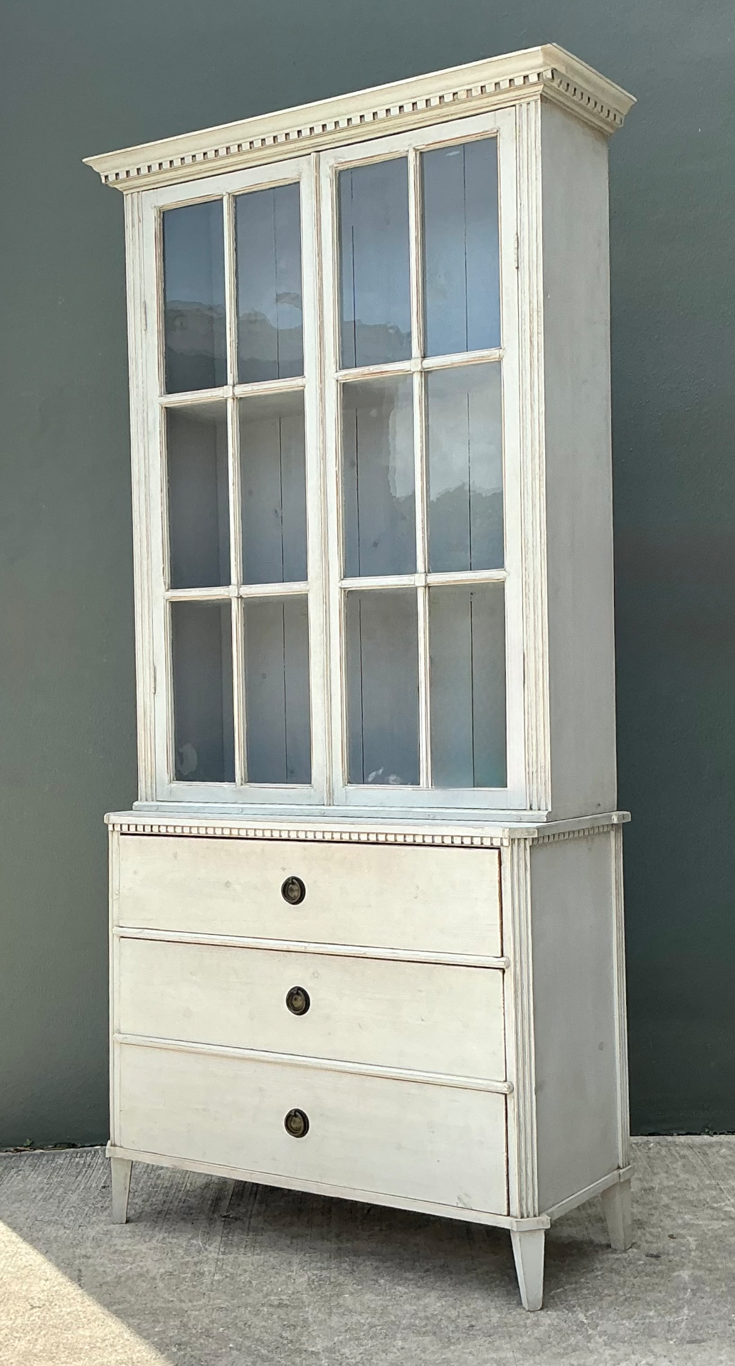Vintage Painted Wood and Glass Cabinet - Back view