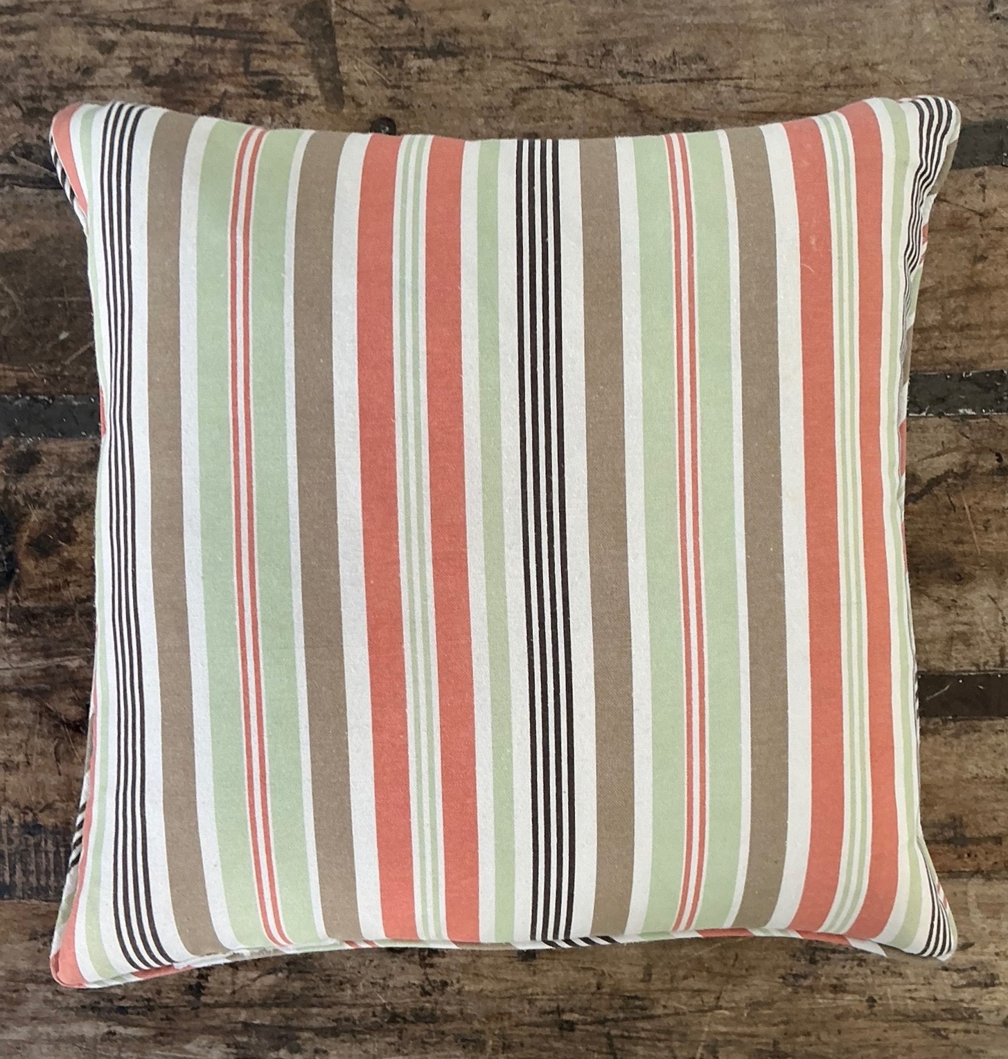 Vintage Tilton Fenwick For Duralee Striped Cotton Throw Pillow - Side view