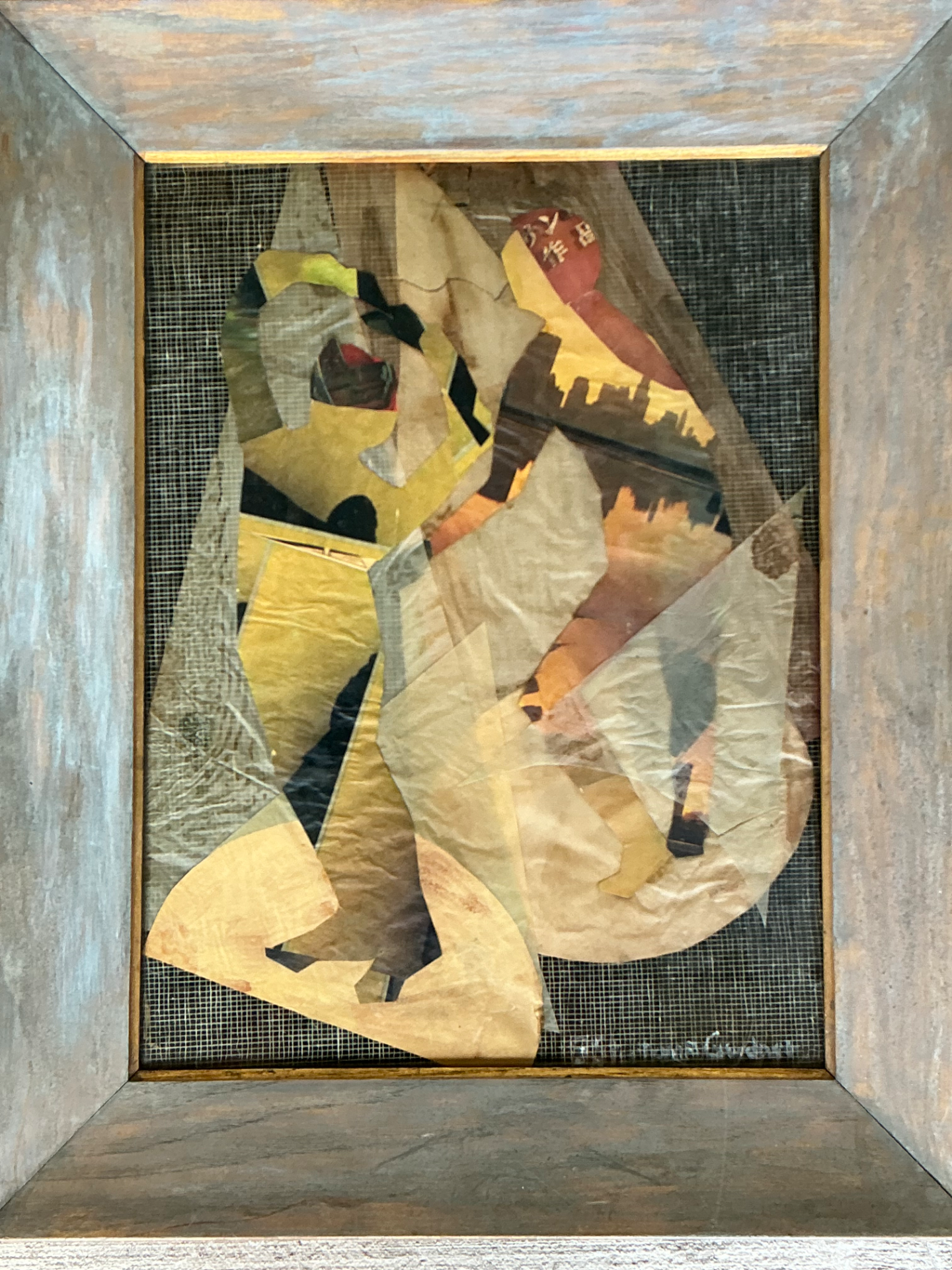 Framed Abstract Mixed Media Figurative Collage - Back view