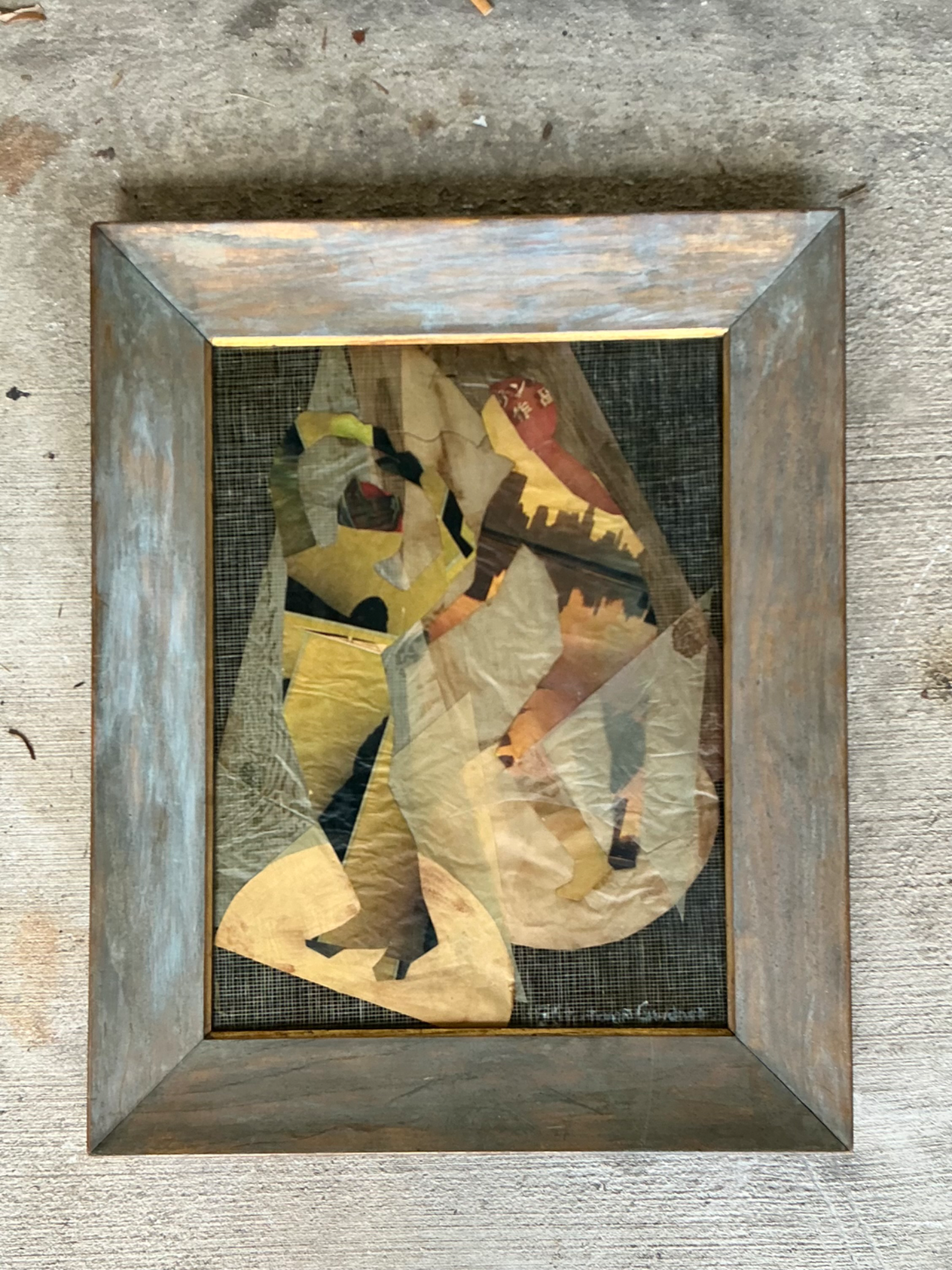 Framed Abstract Mixed Media Figurative Collage - Side view